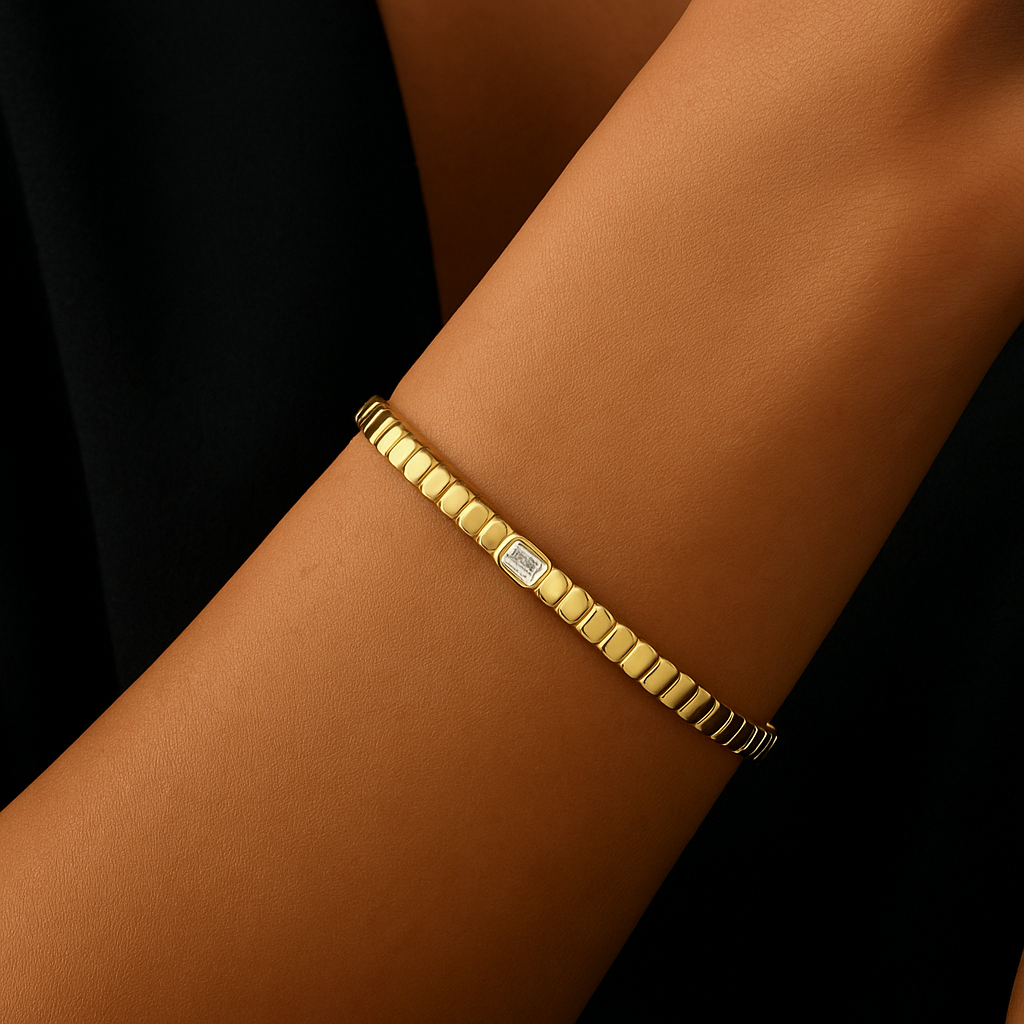 Emerald-Cut Diamond Bangle