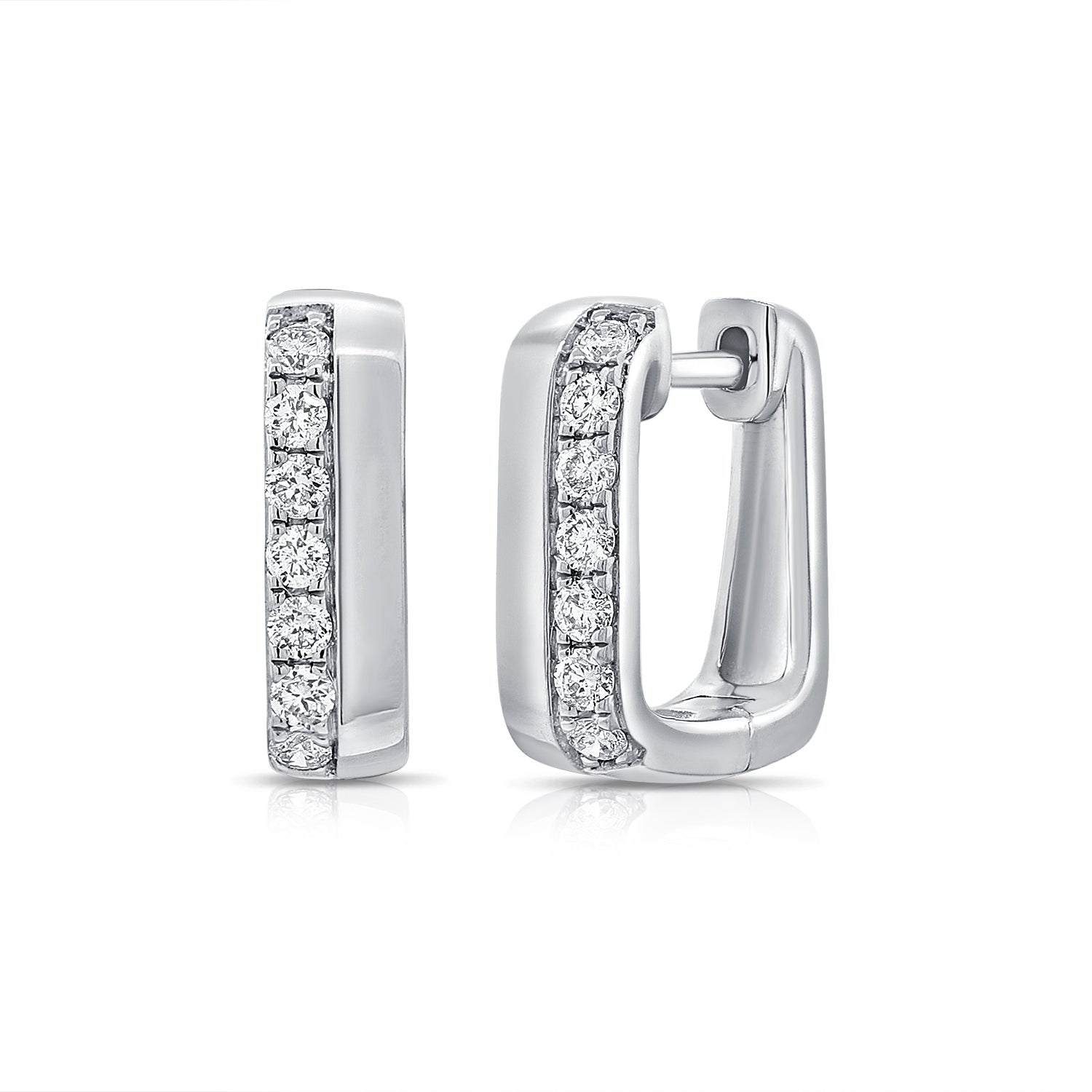 Diamond Rectangle Huggie Earrings