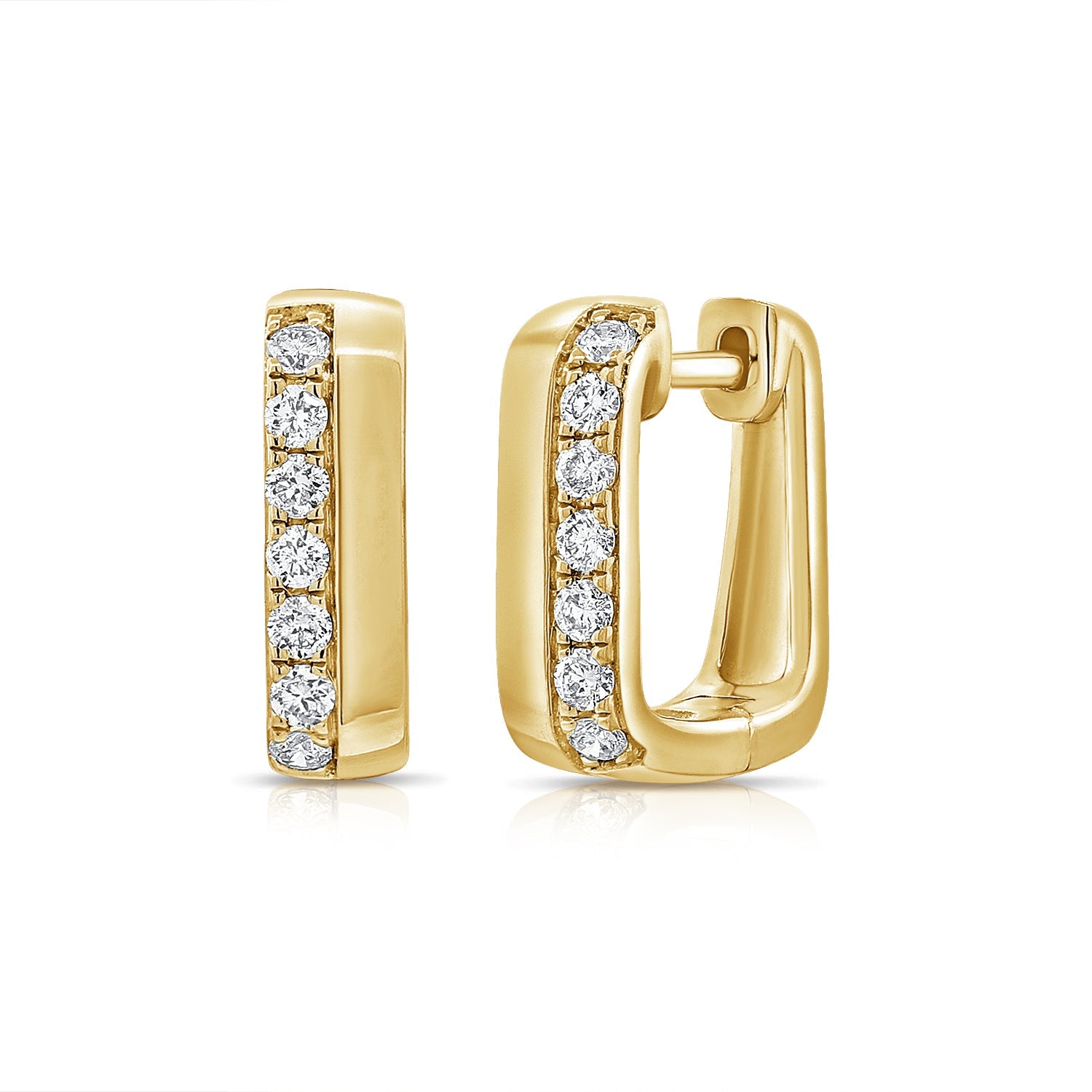 Diamond Rectangle Huggie Earrings