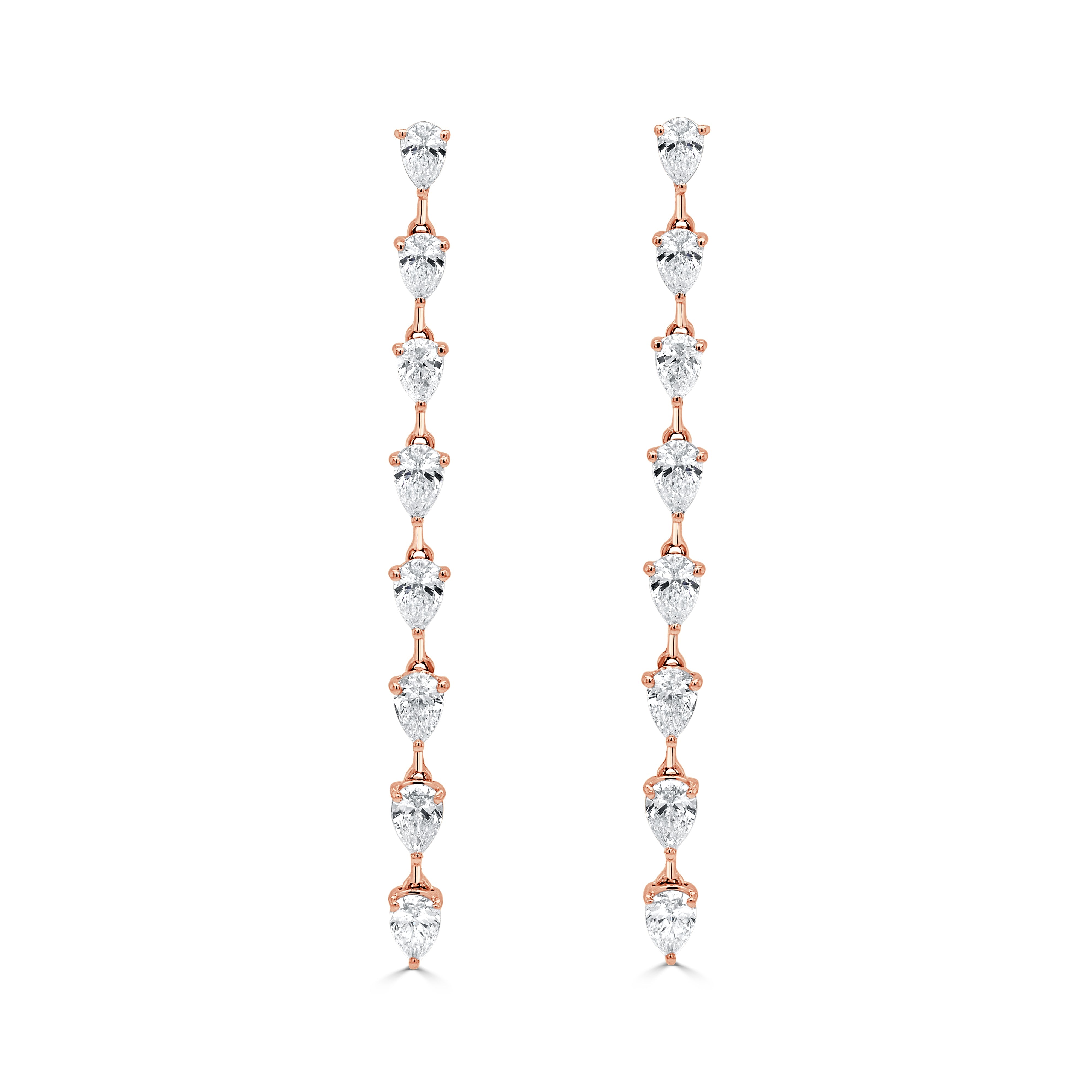 Gold Pear Shape Diamond Drop Earrings