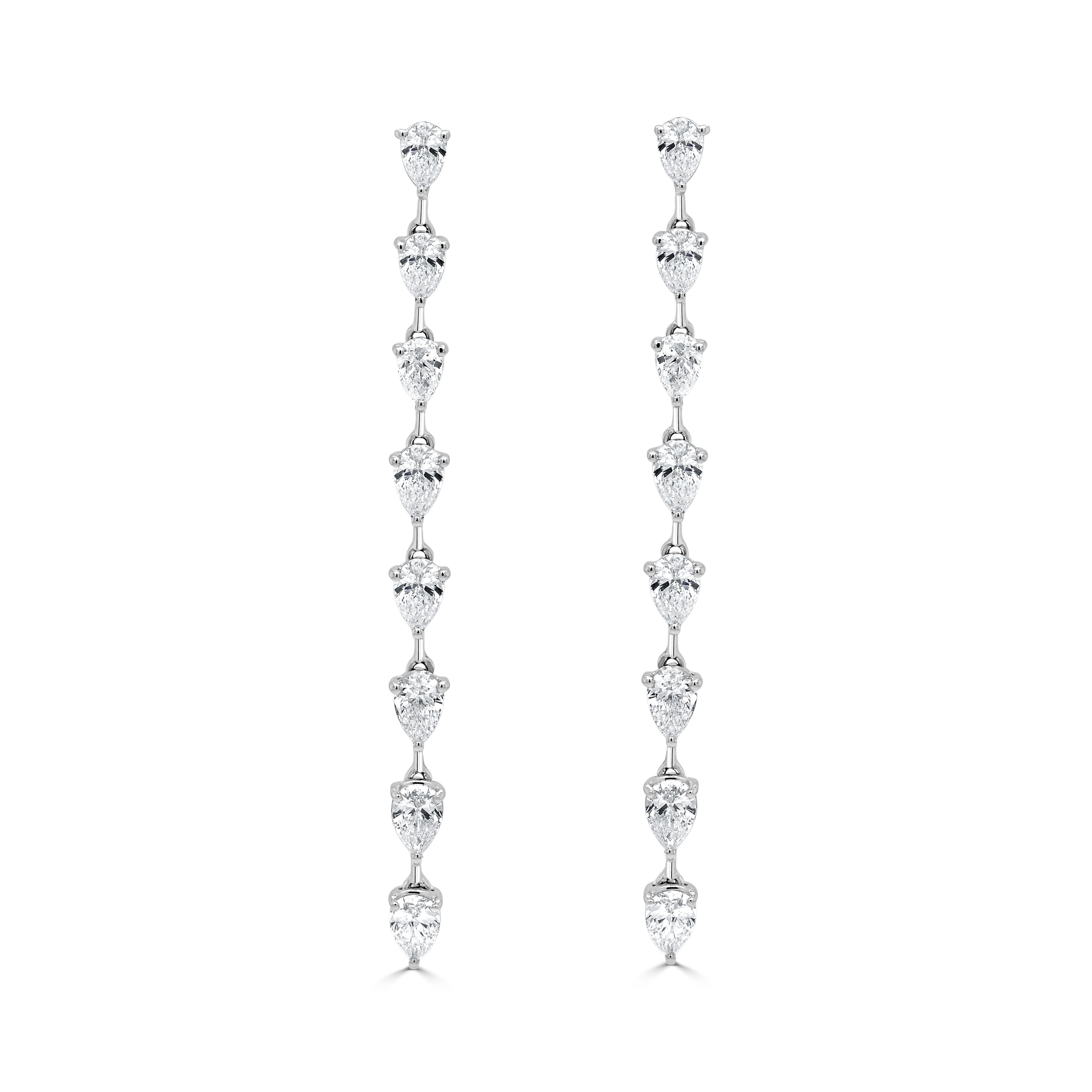 Gold Pear Shape Diamond Drop Earrings