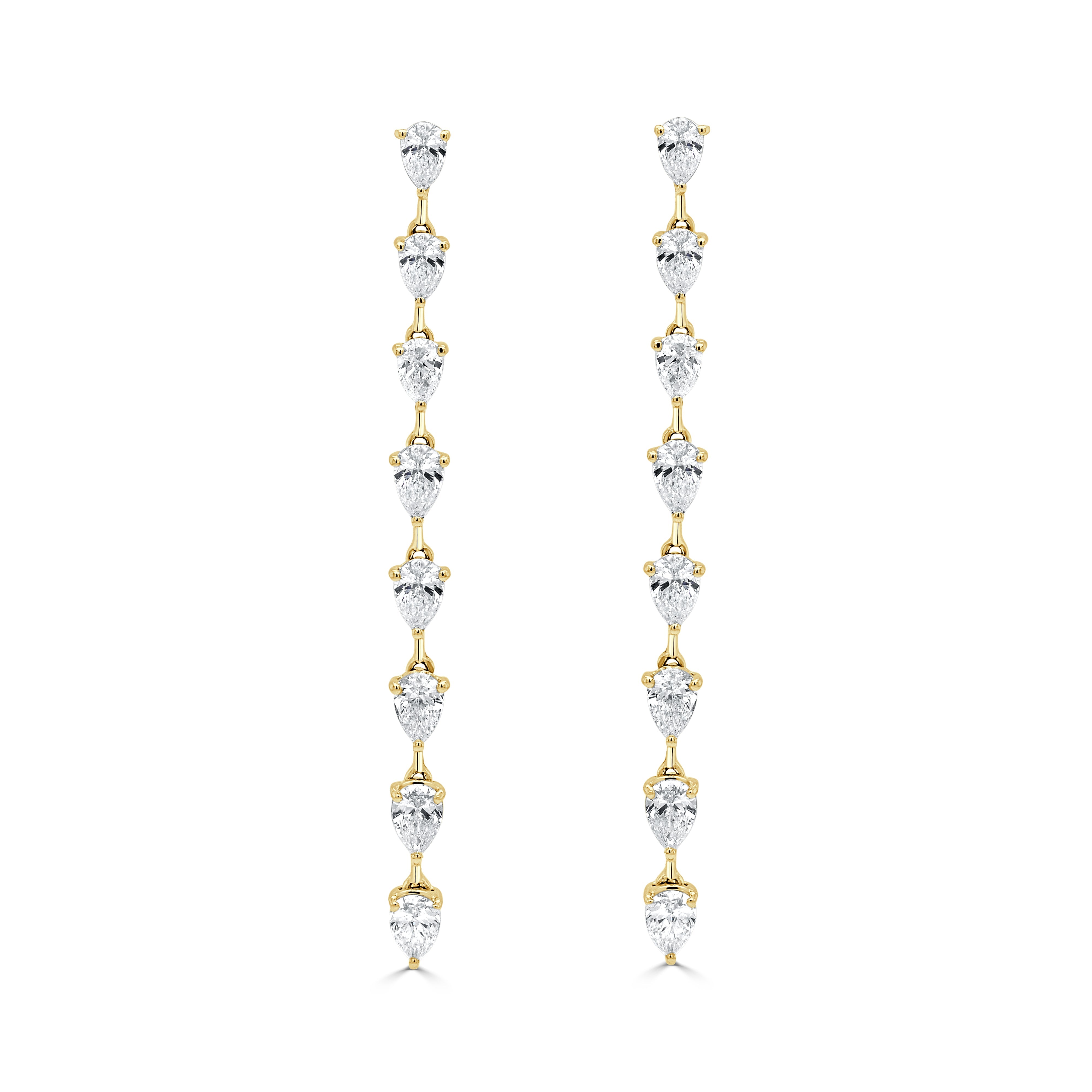 Gold Pear Shape Diamond Drop Earrings