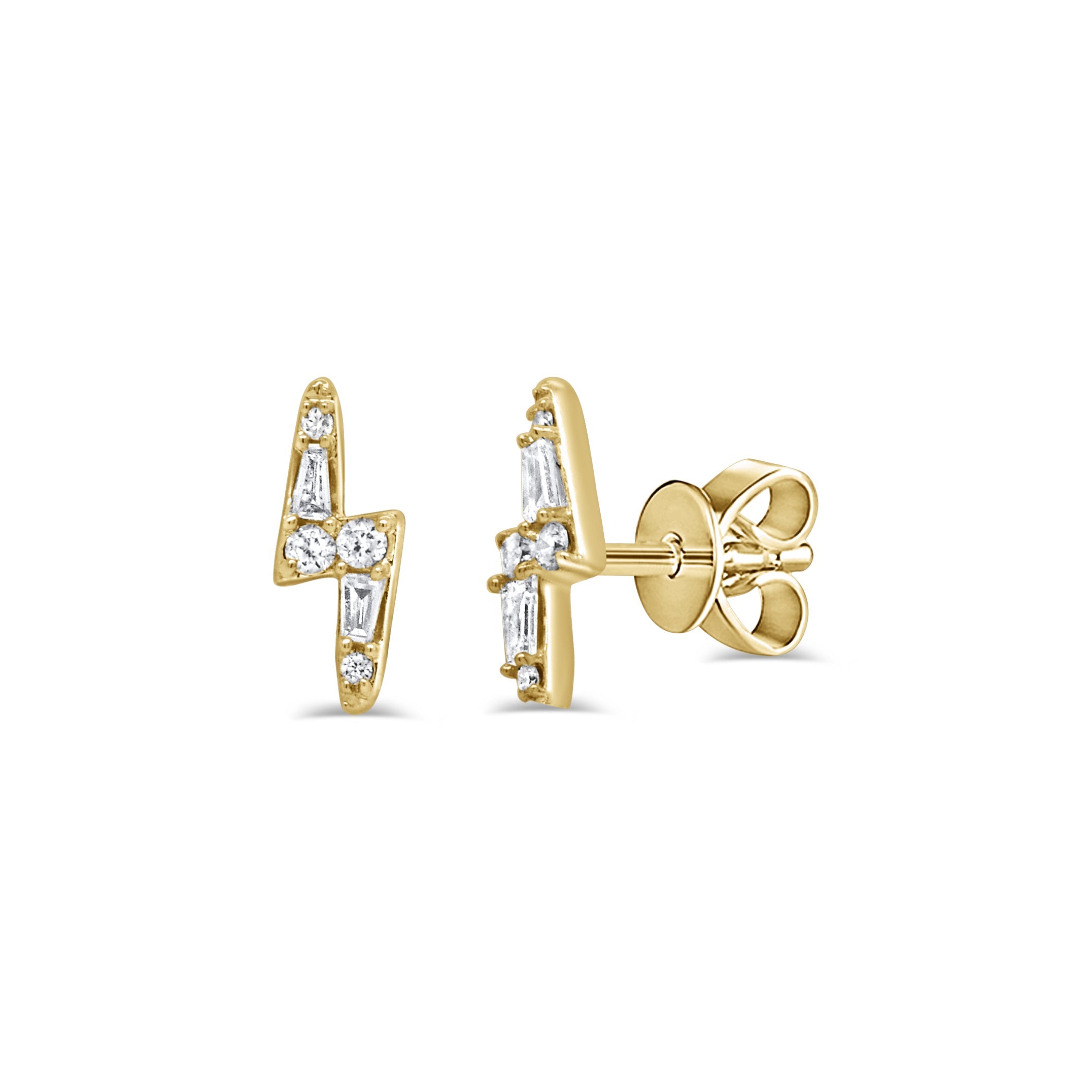 Diamond Lightning Bolt Stud Earrings