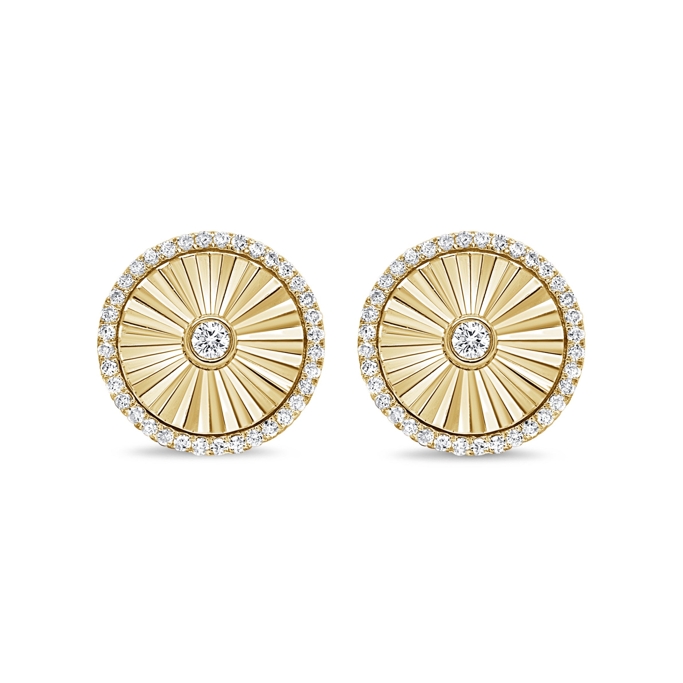 Diamond Fluted Disc Earrings