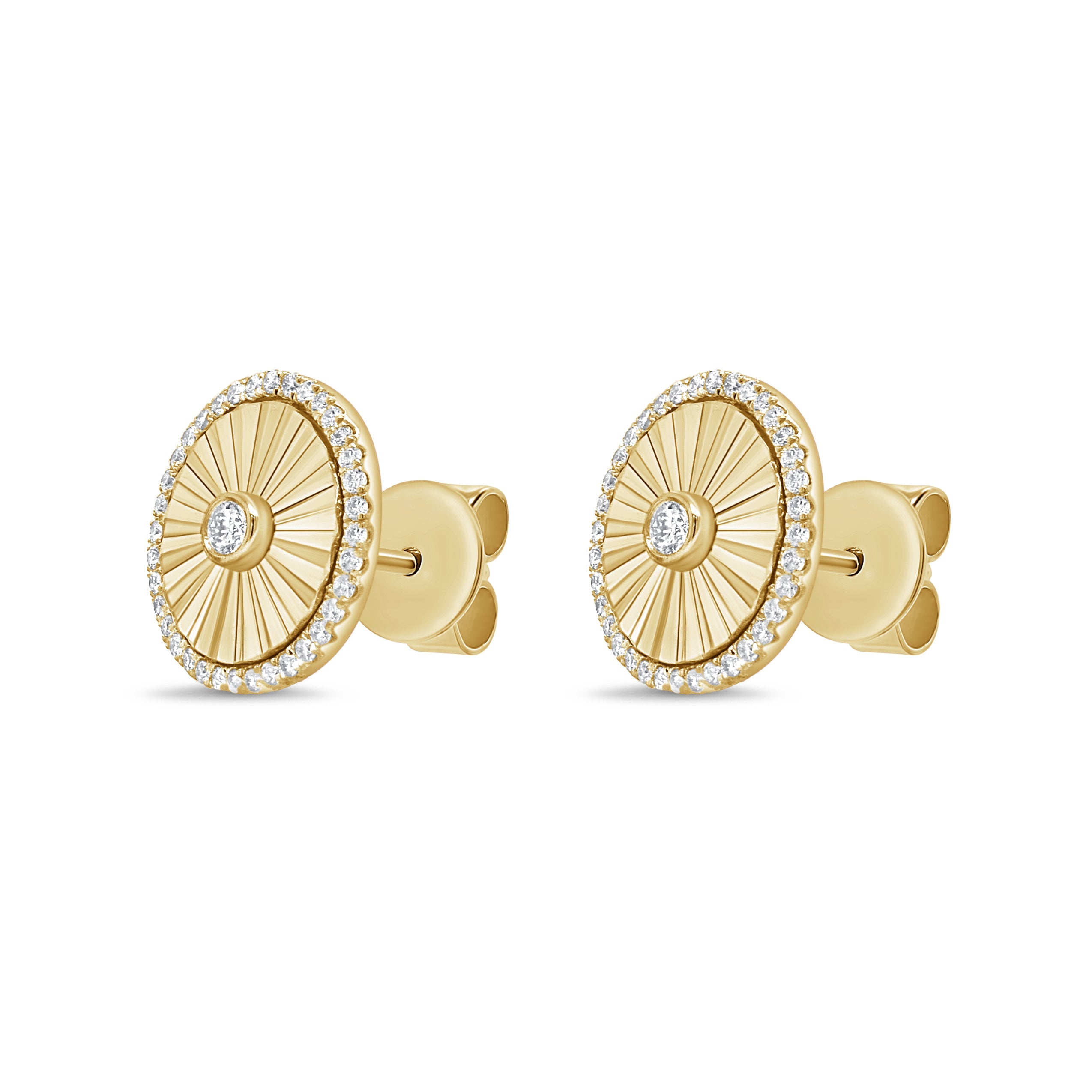 Diamond Fluted Disc Earrings