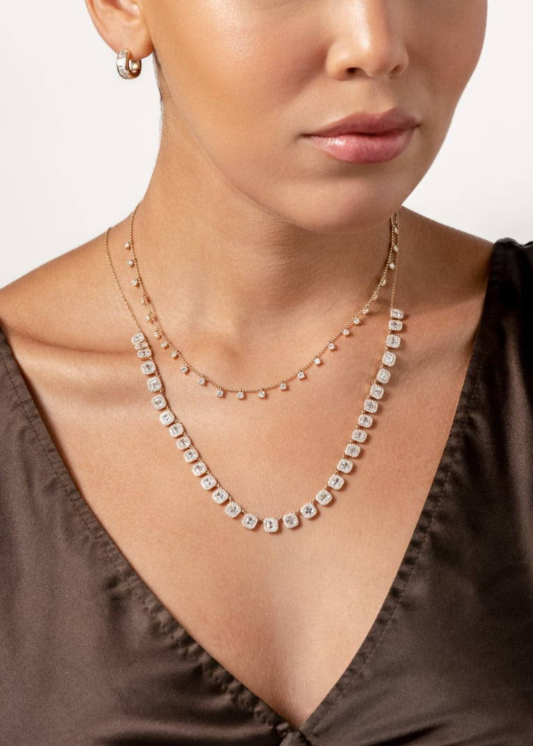 Golden Hour Halo Asscher Necklace