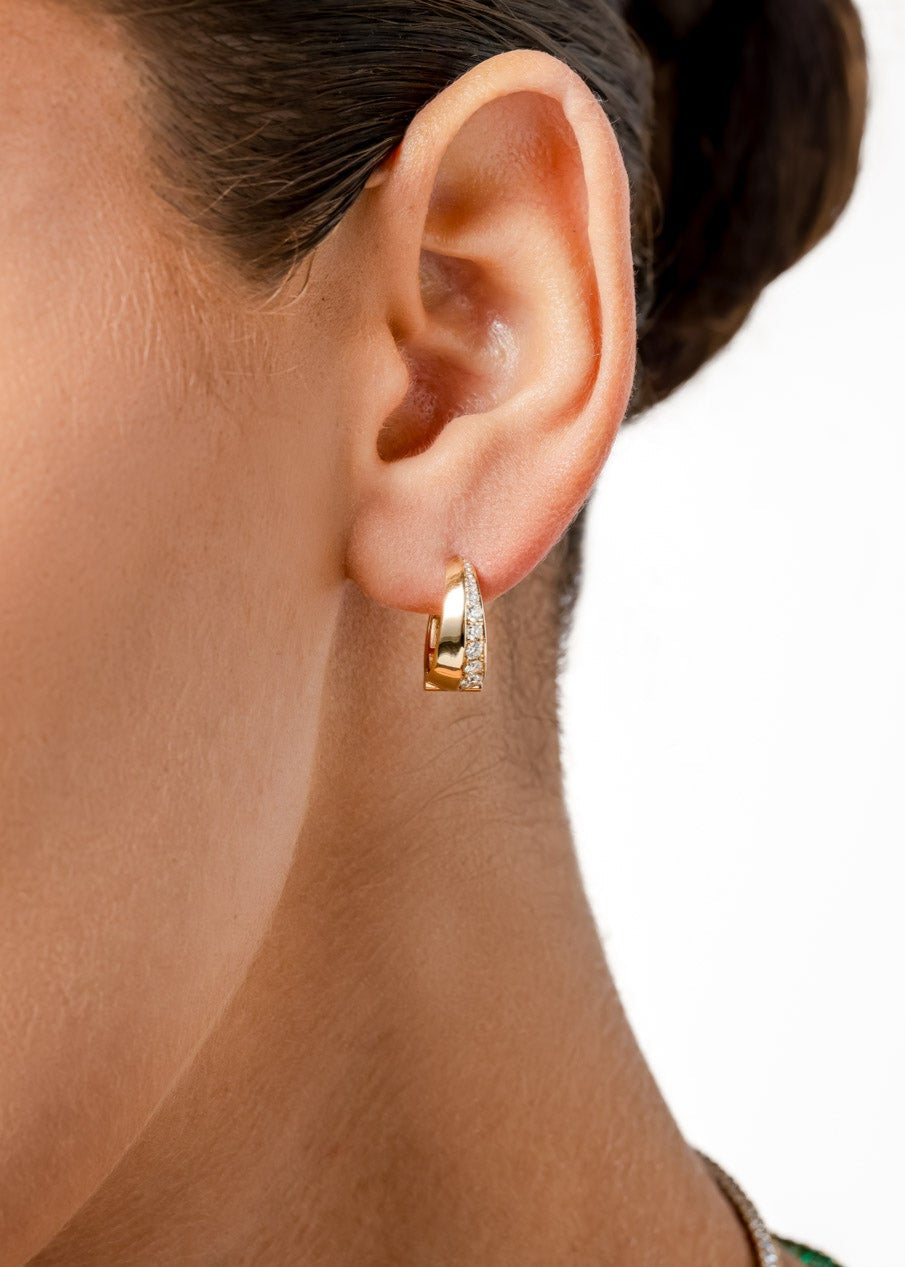 Half Pavé Hoop Earrings