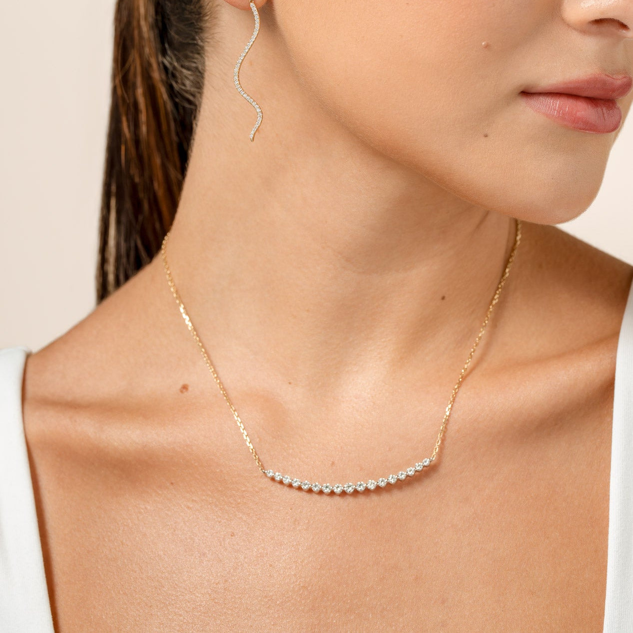 Golden Curve Diamond Necklace