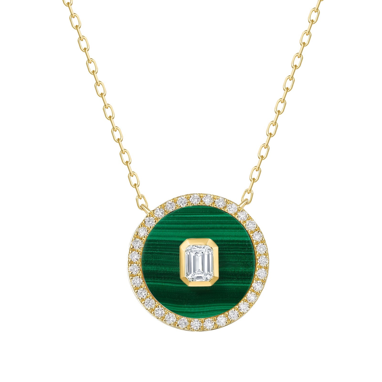Diamond Malachite Medallion Necklace