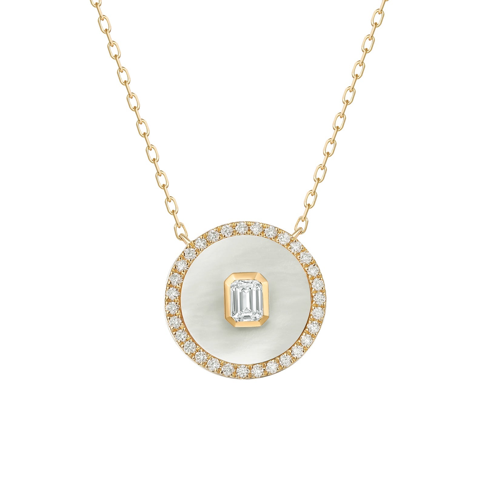 Diamond Mother of Pearl Medallion Necklace