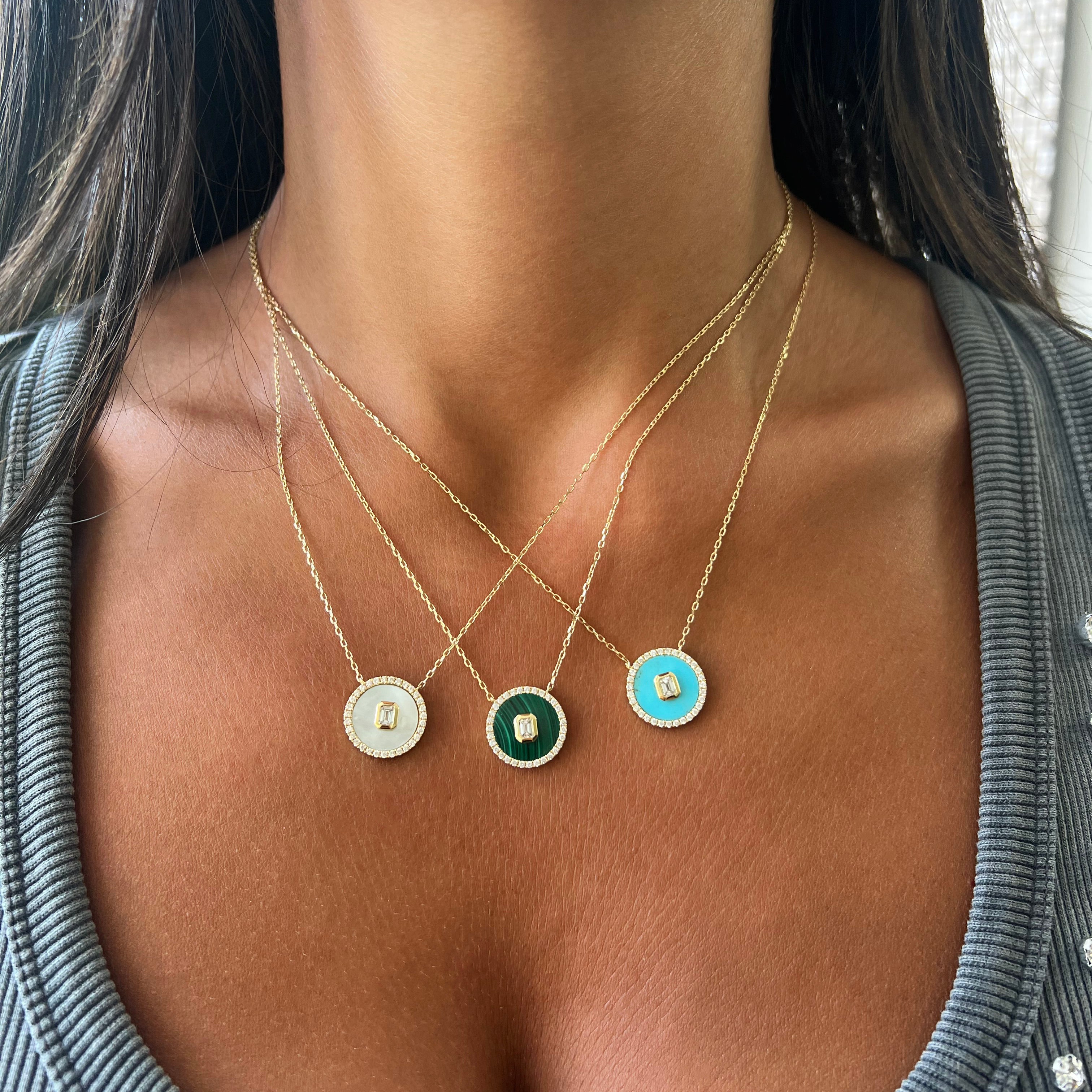 Diamond Malachite Medallion Necklace