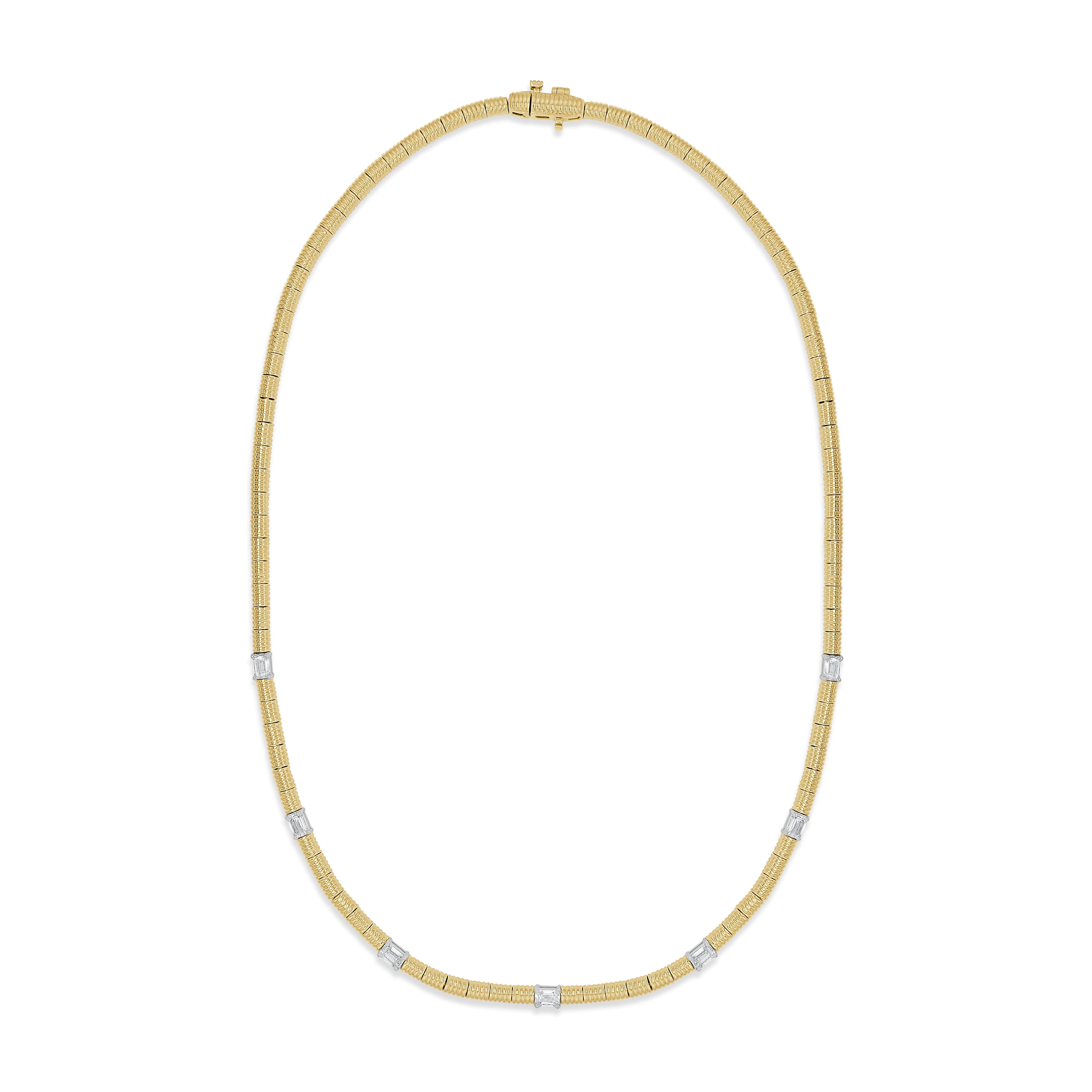 Two-Tone Emerald Cut Diamond Necklace