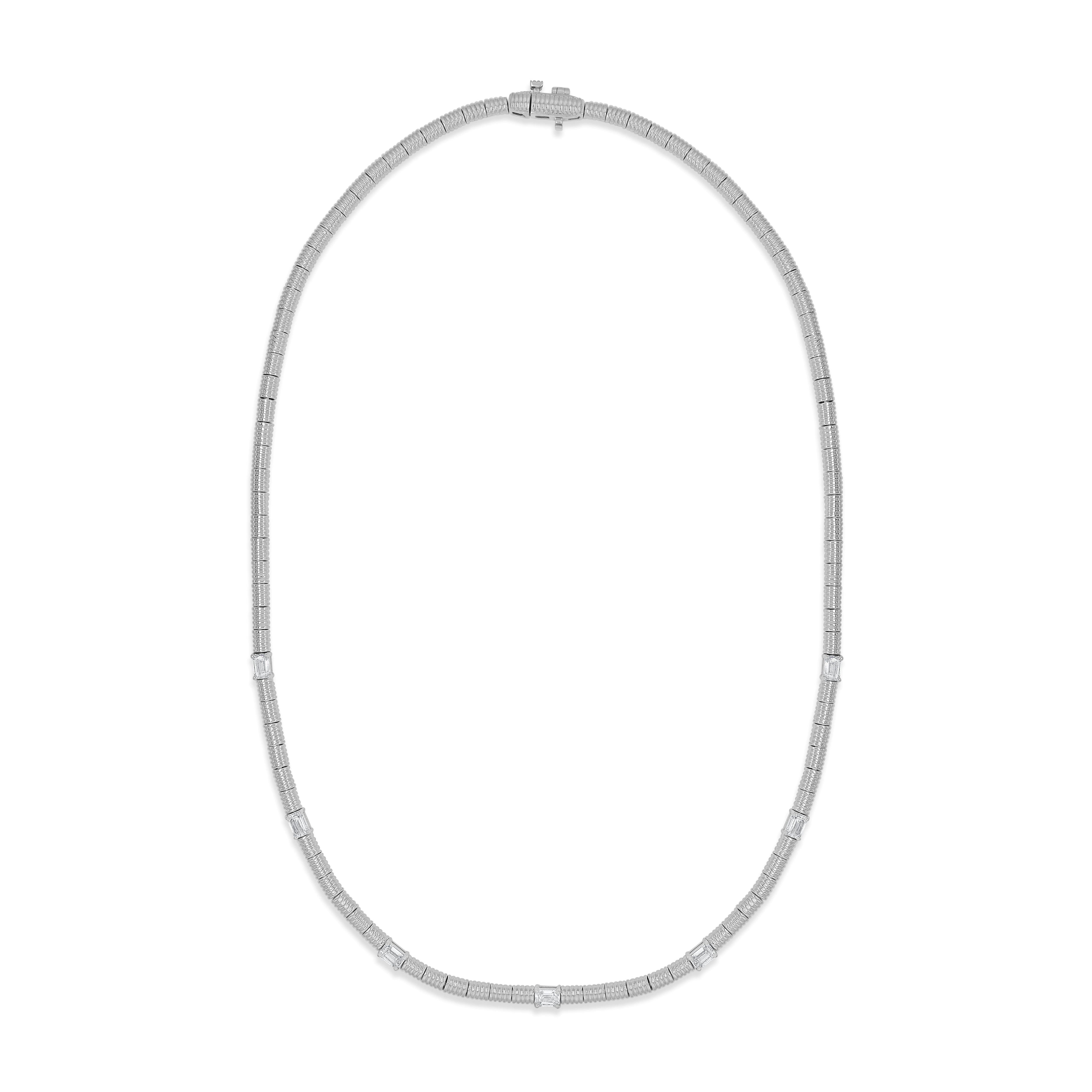 Two-Tone Emerald Cut Diamond Necklace