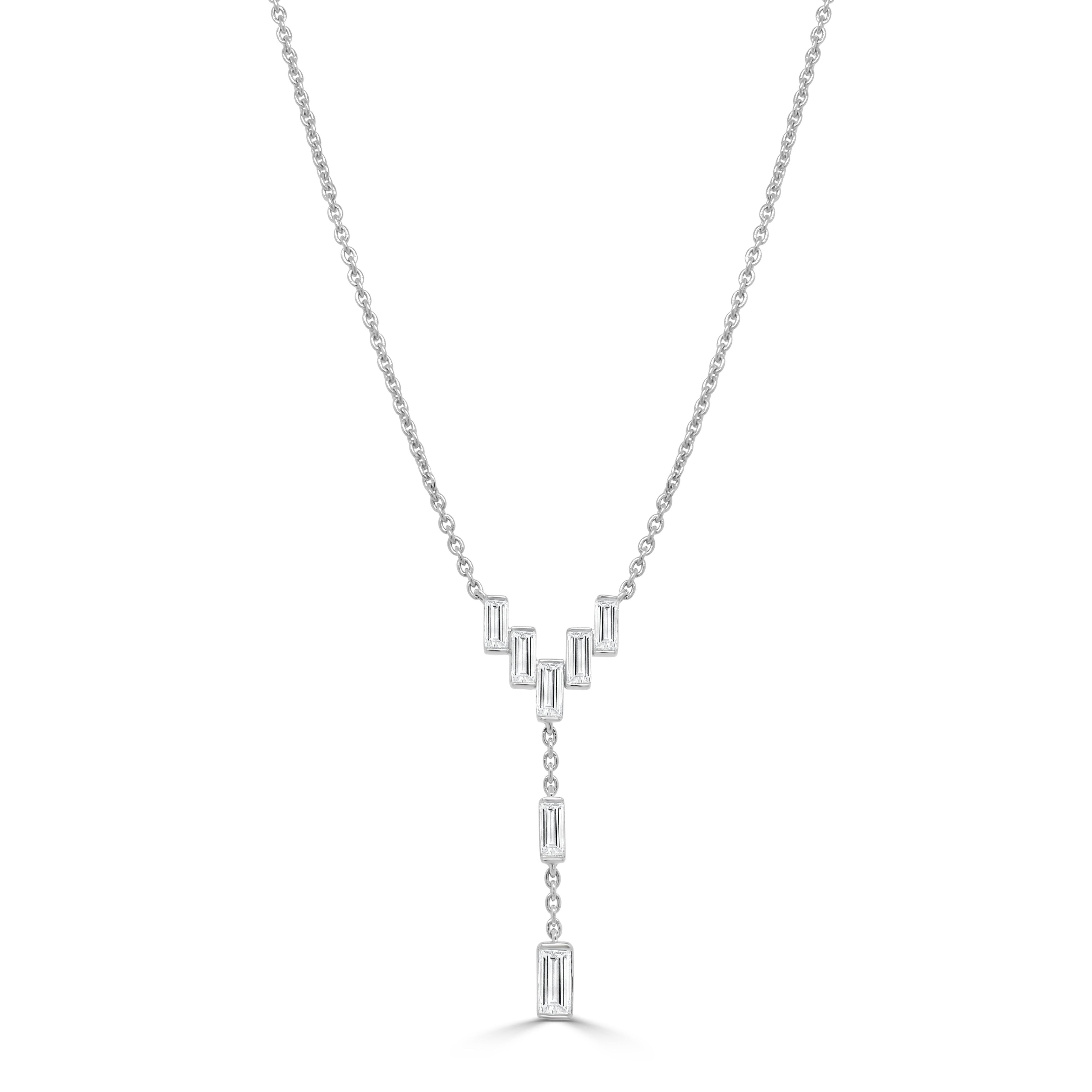 Baguette Diamond Drop Necklace