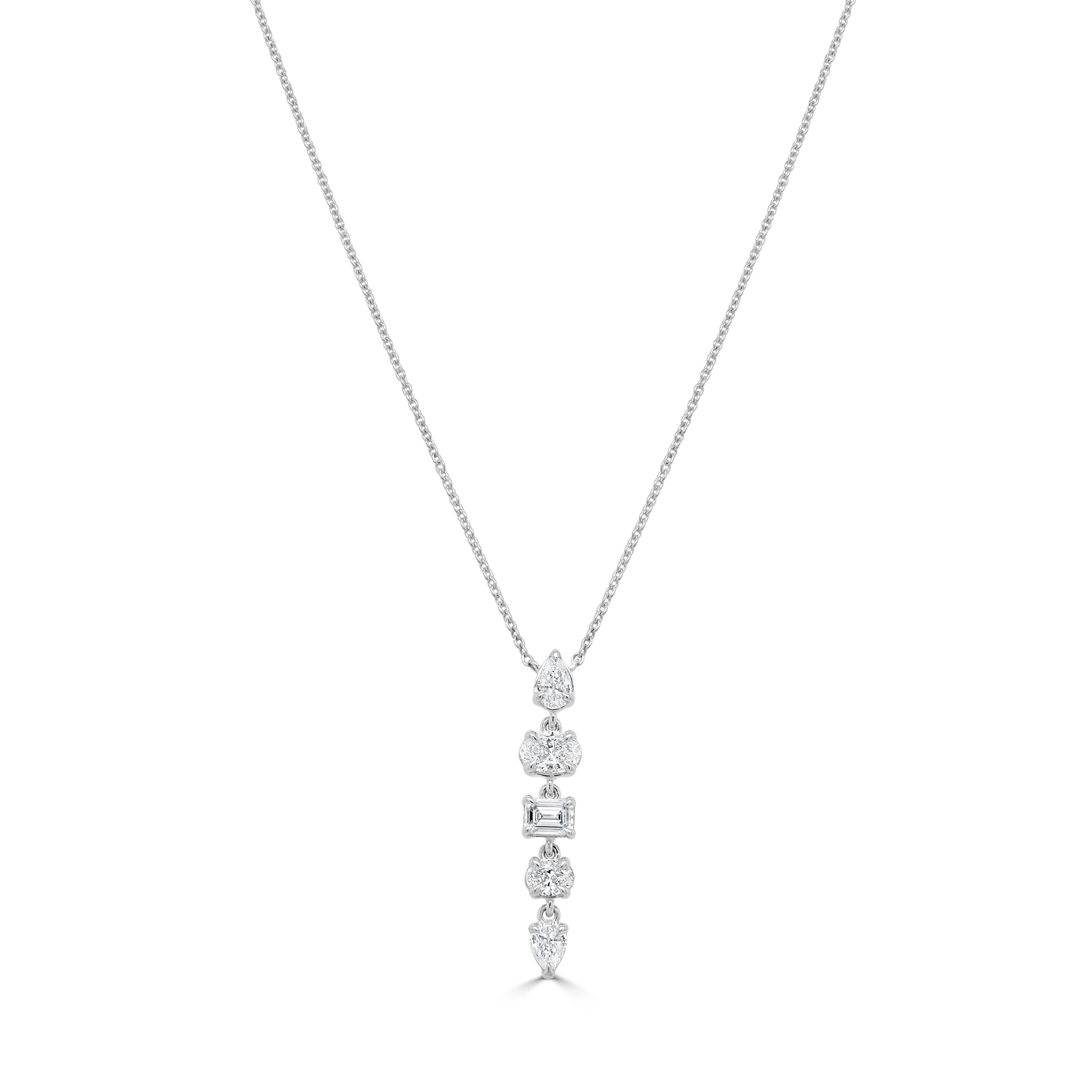 Mix-Shape Diamond Drop Necklace