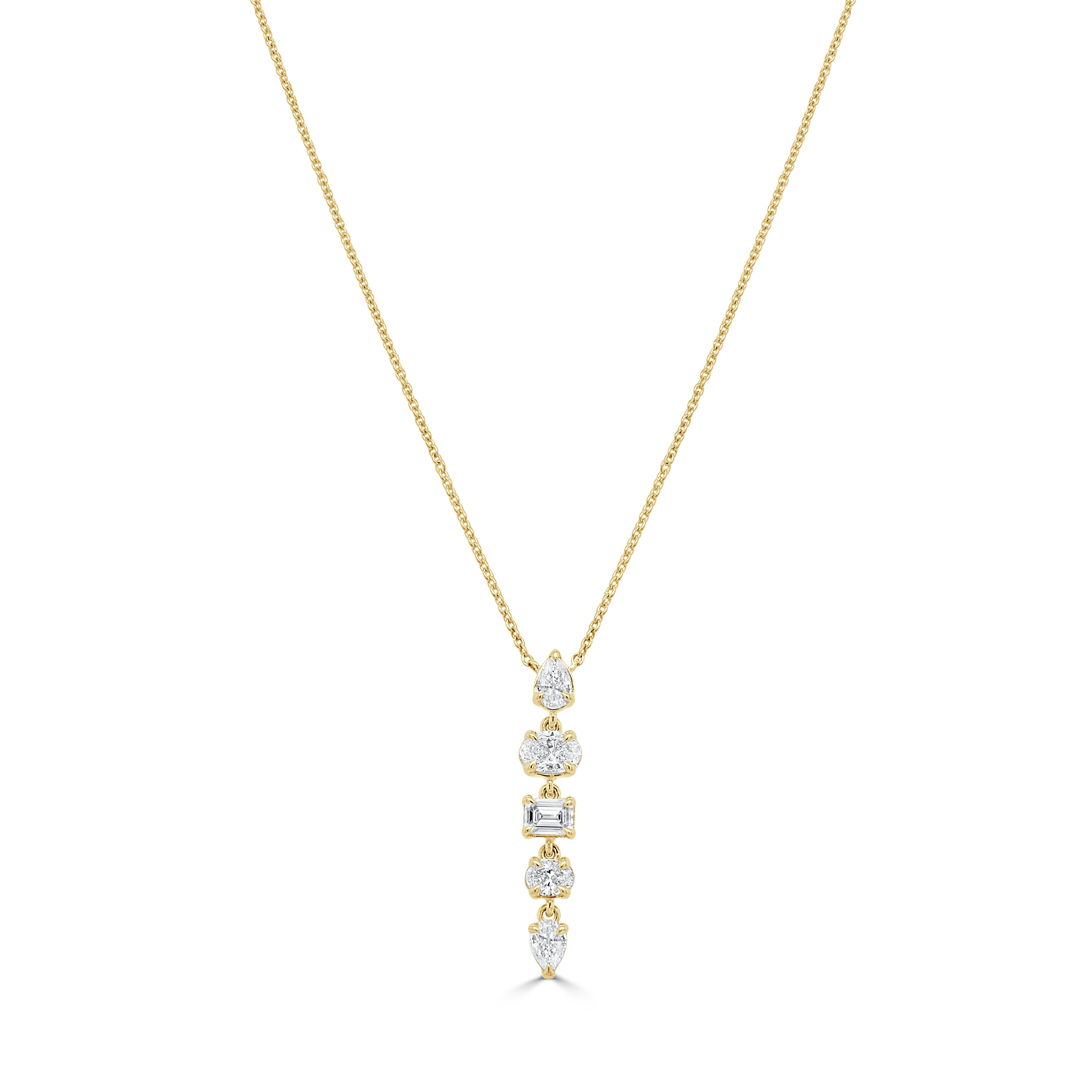 Mix-Shape Diamond Drop Necklace
