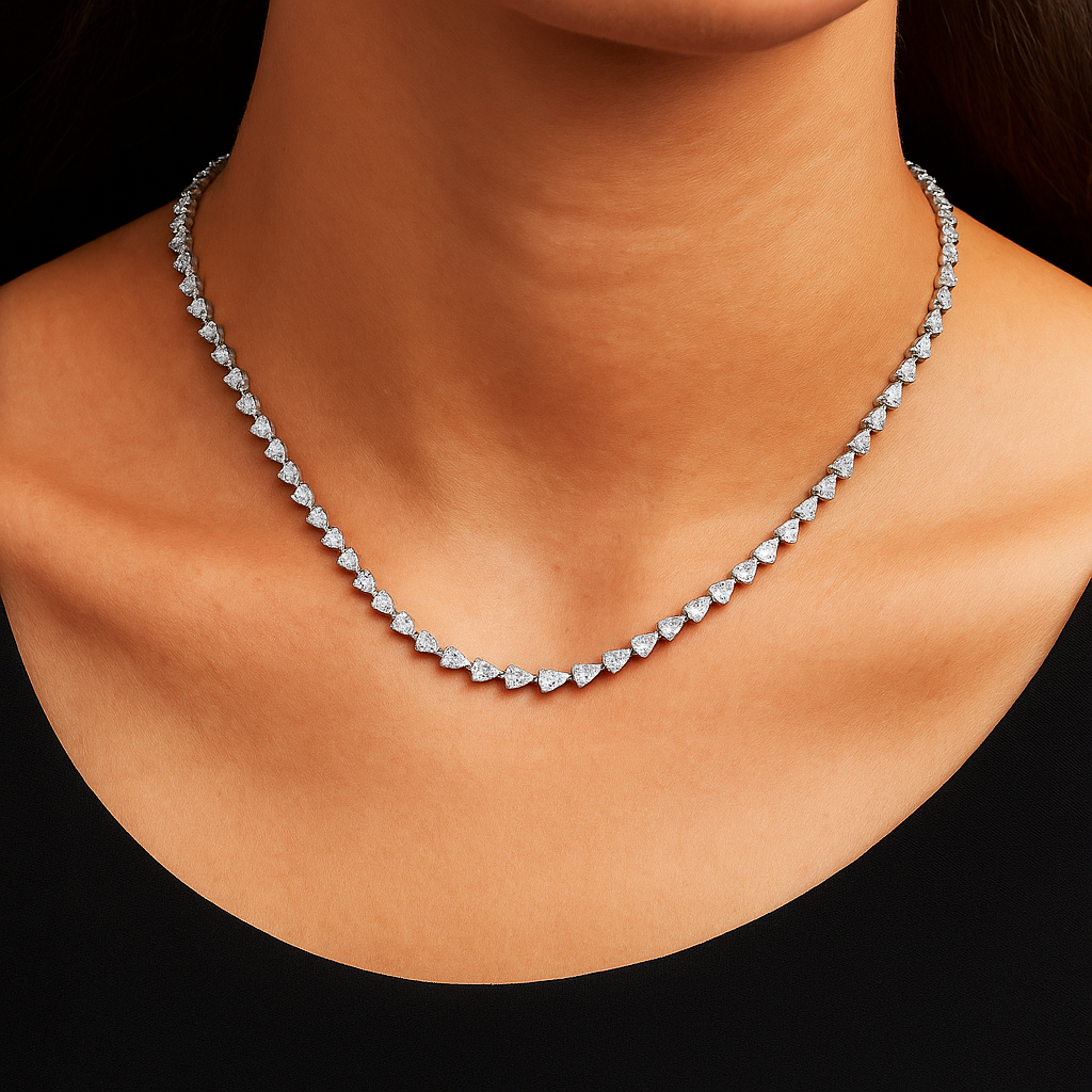 Gold Pear Shape Shape Diamond Necklace