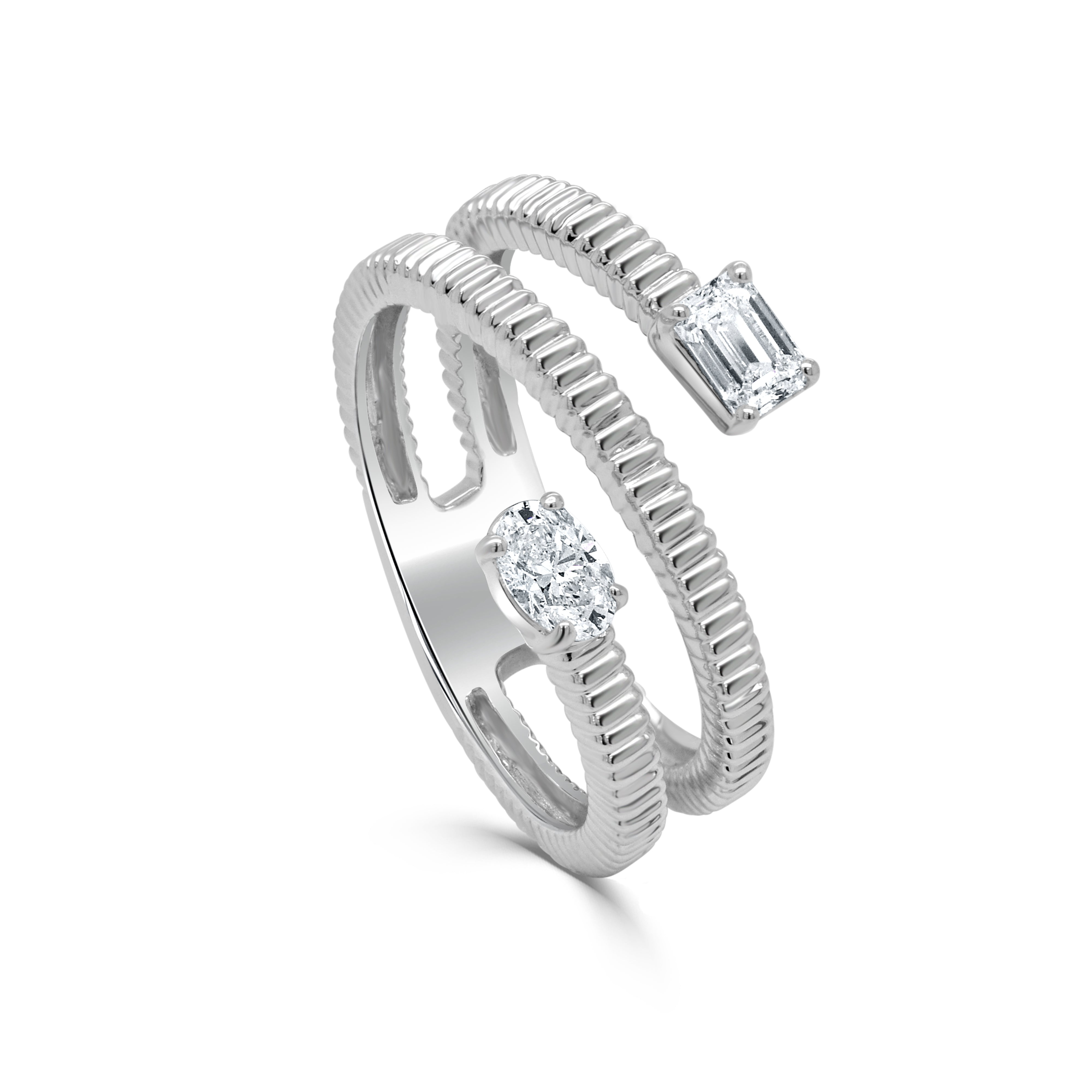Emerald Cut Oval Diamond Wrap Ring
