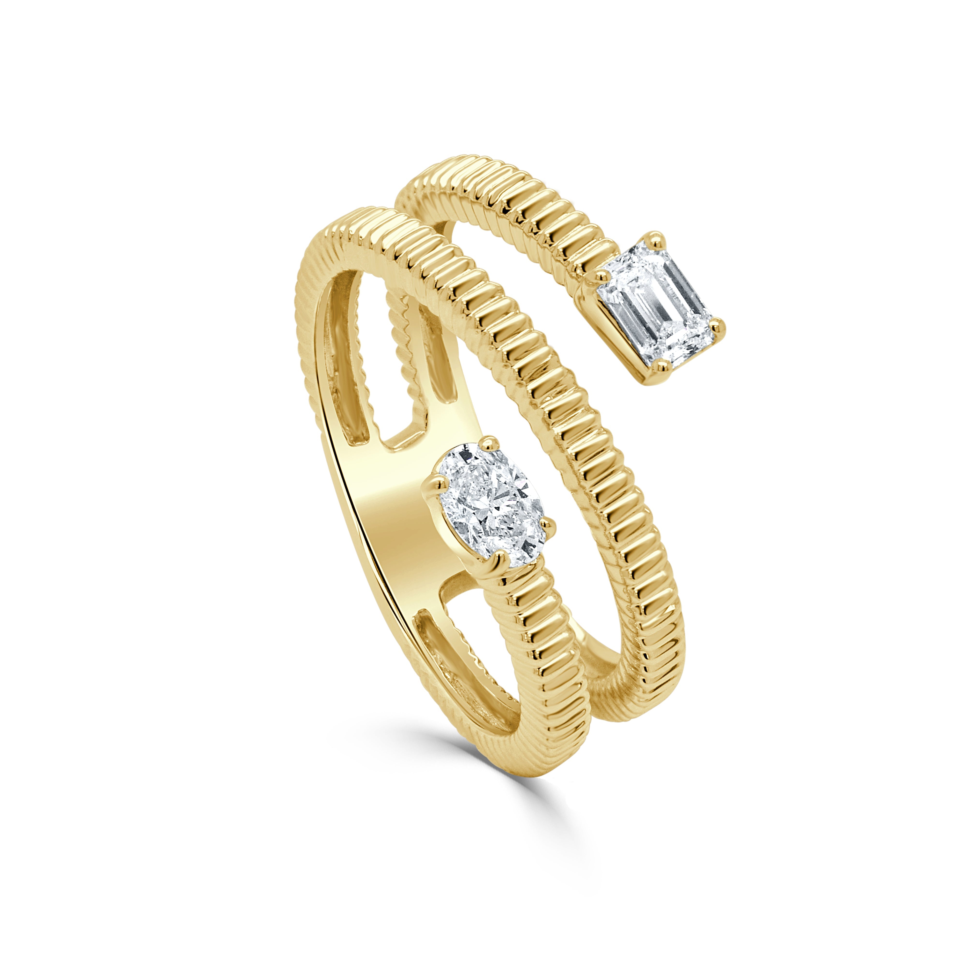 Emerald Cut Oval Diamond Wrap Ring