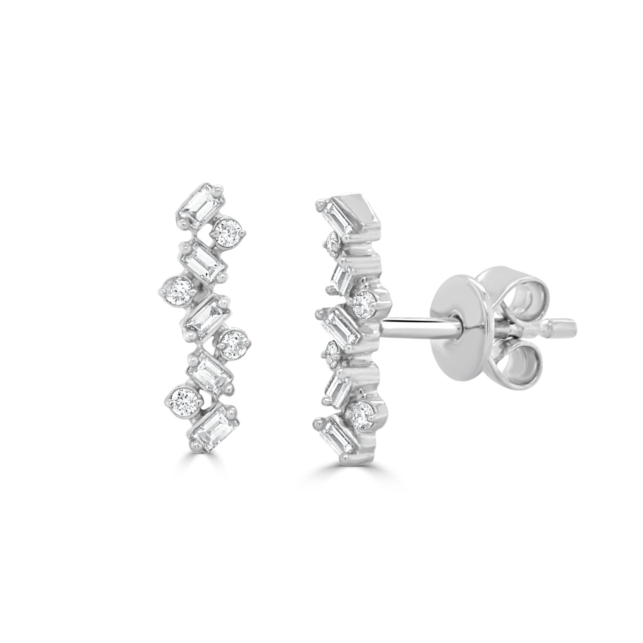 Baguette Diamond Bar Stud Earrings