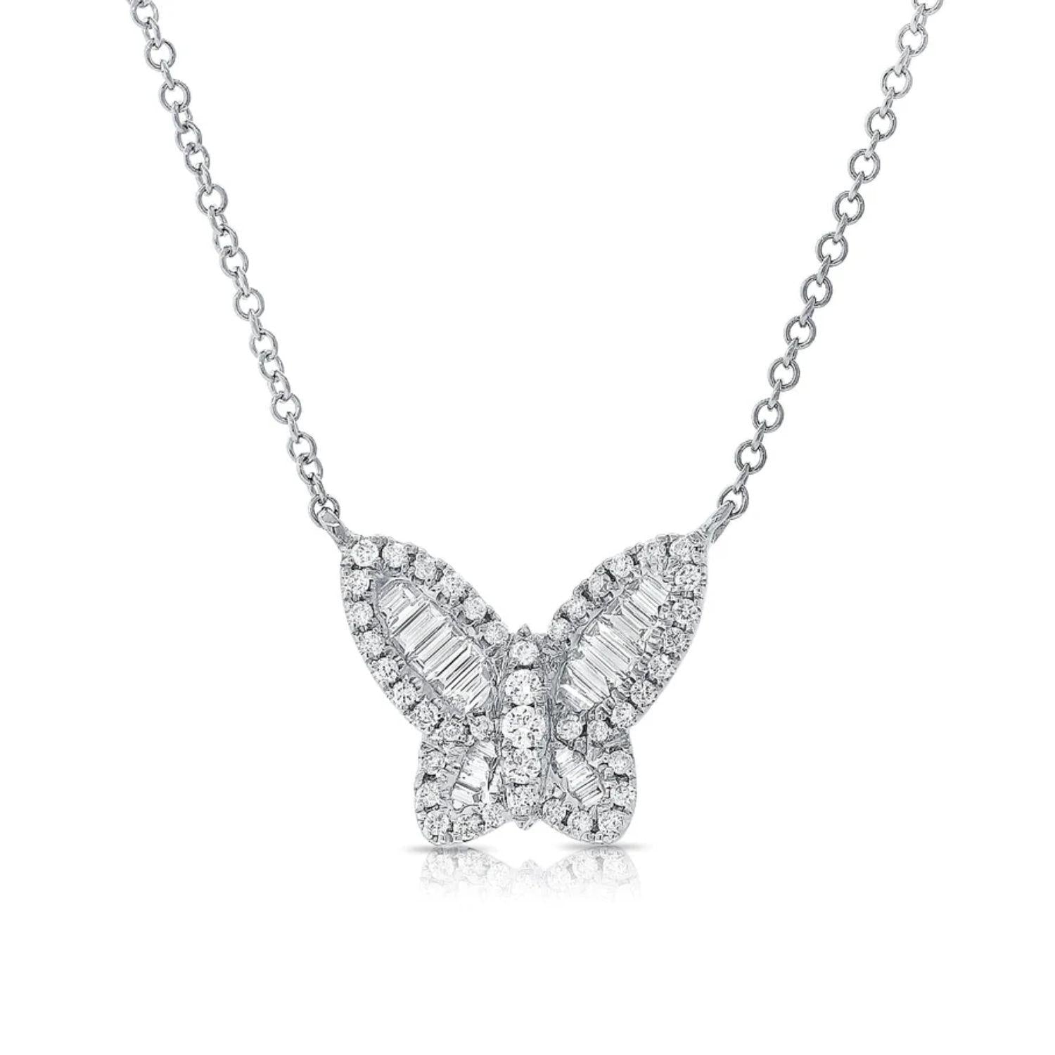 Baguette Diamond Butterfly Necklace