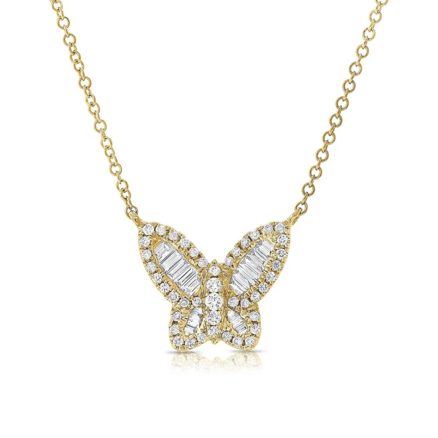 Baguette Diamond Butterfly Necklace