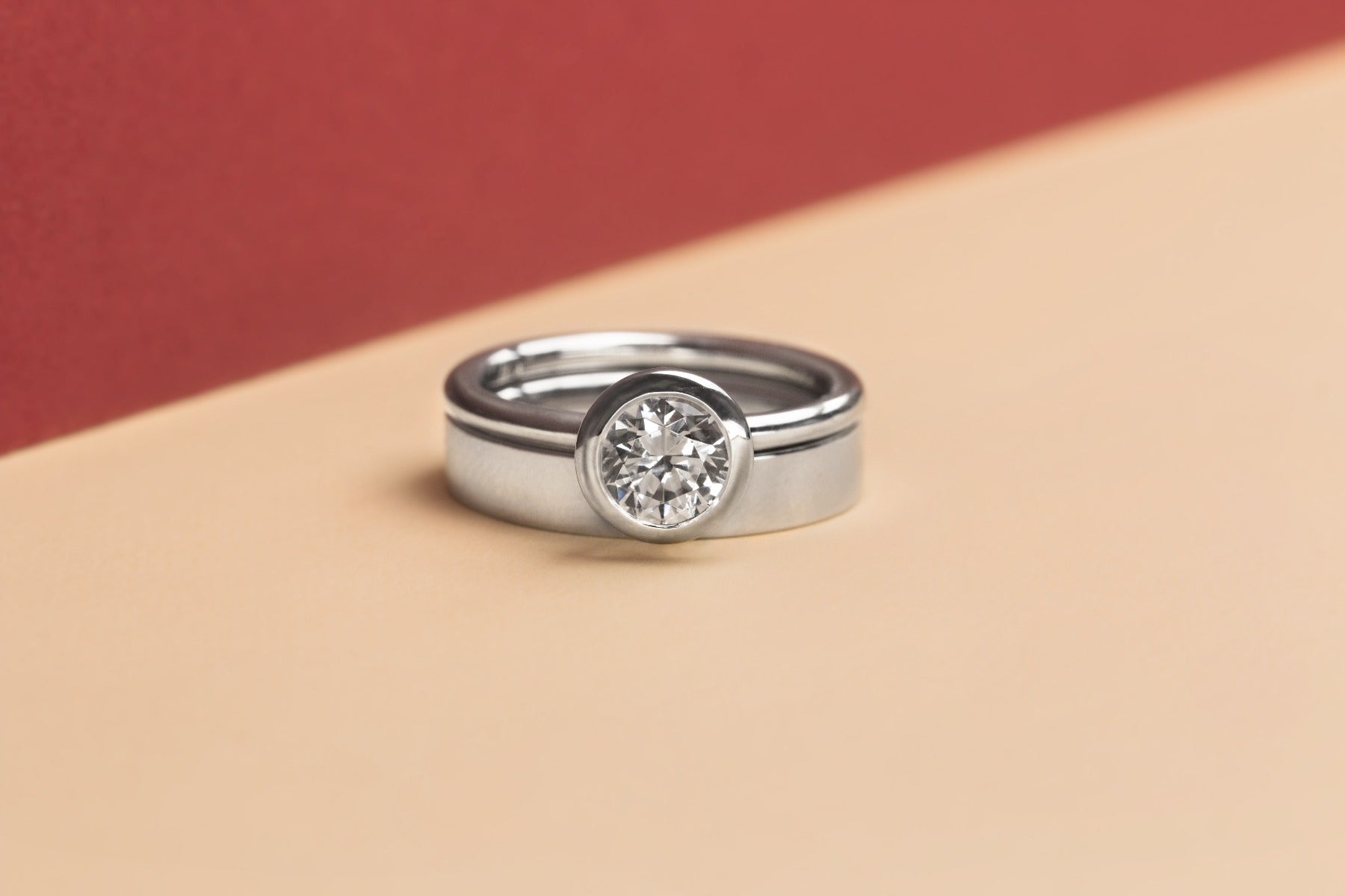 Bezel - Set Diamond Engagement Ring