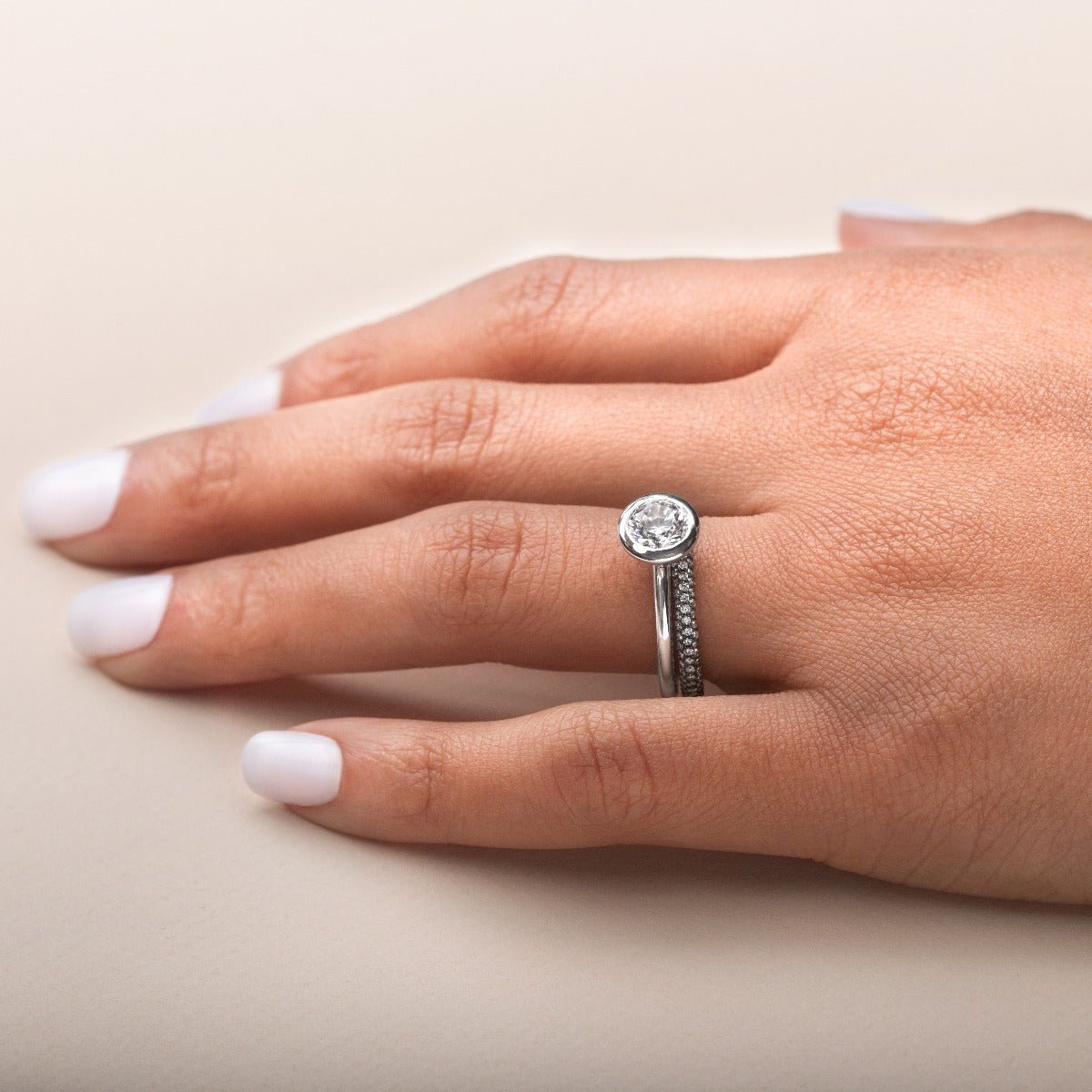 Bezel - Set Diamond Engagement Ring