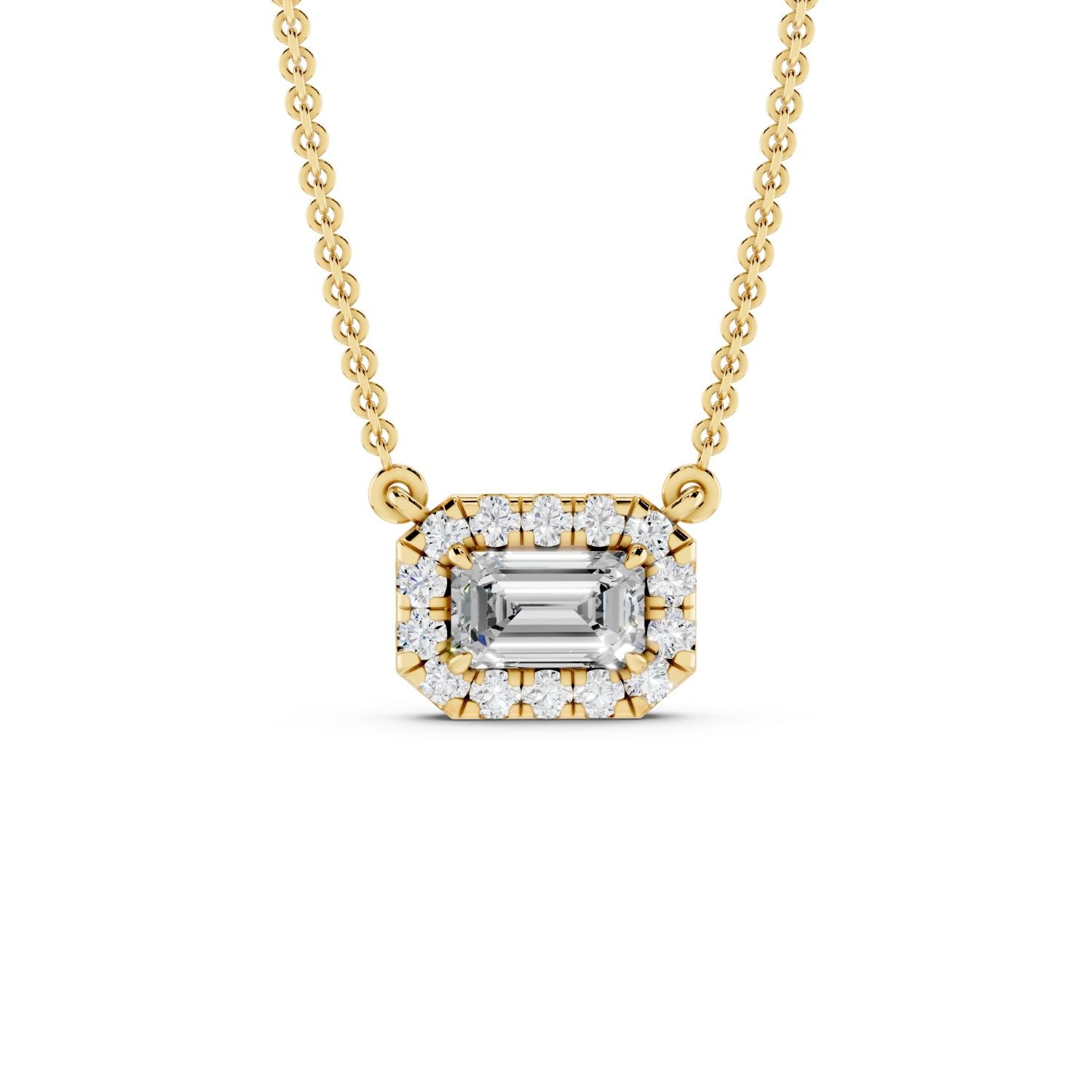 Birthstone Halo Pendant Necklace