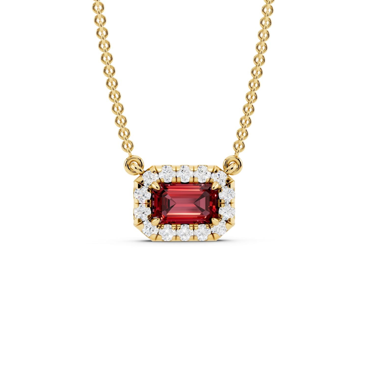 Birthstone Halo Pendant Necklace