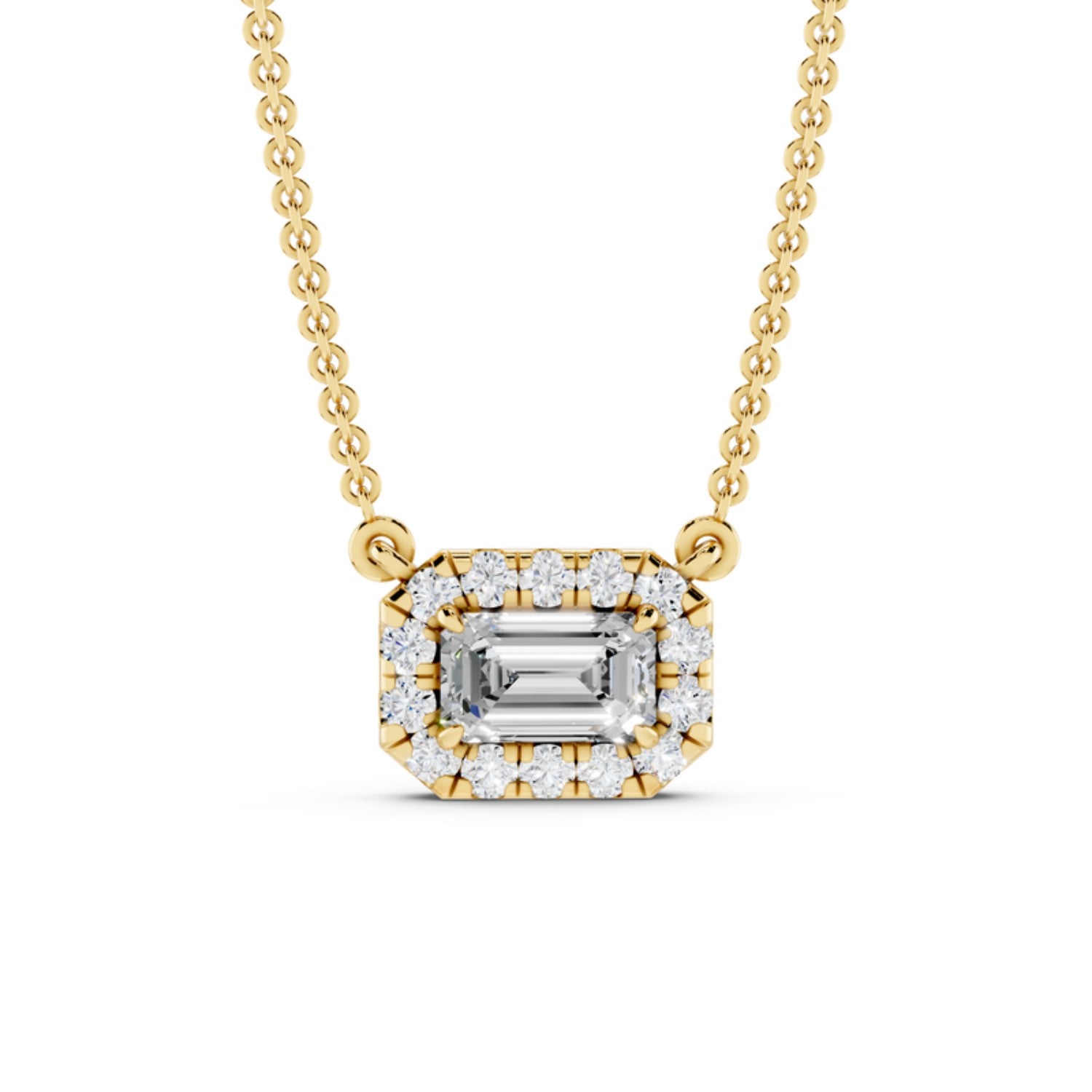 Birthstone Halo Pendant Necklace, April birthstone, 14K gold