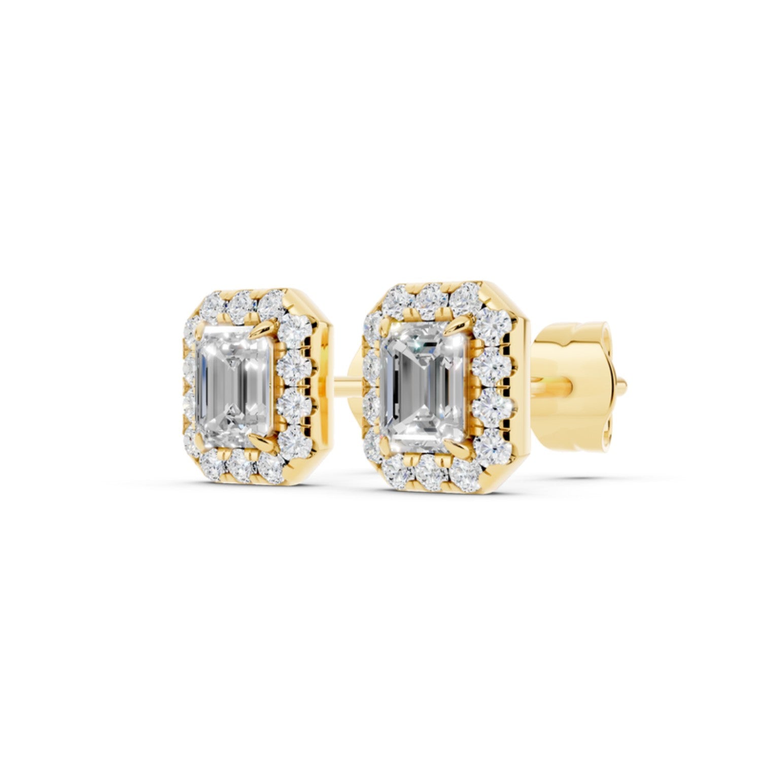 Birthstone Halo Stud Earrings, April birthstone, 14K gold