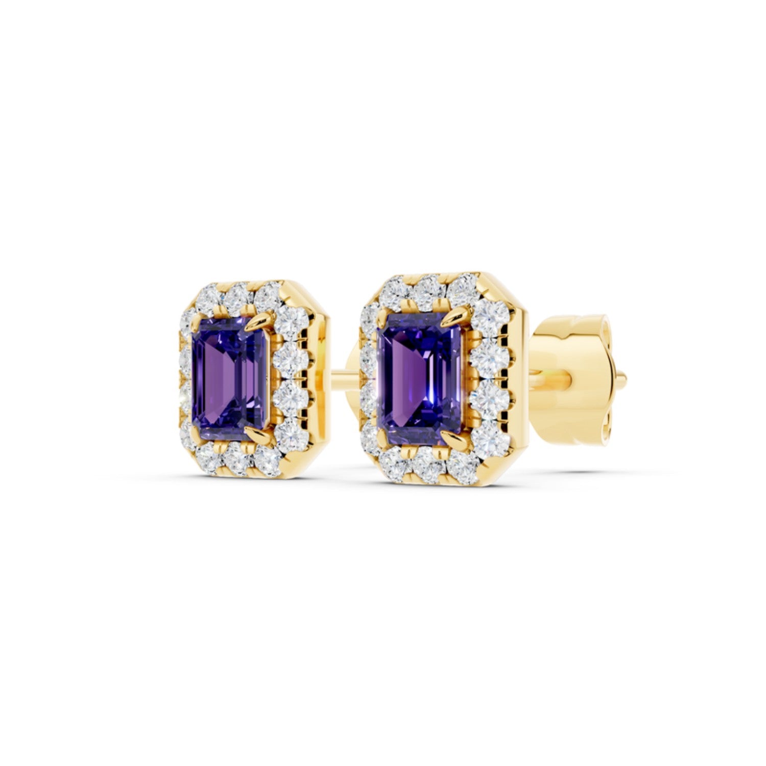 Birthstone Halo Stud Earrings, December birthstone, 14K gold