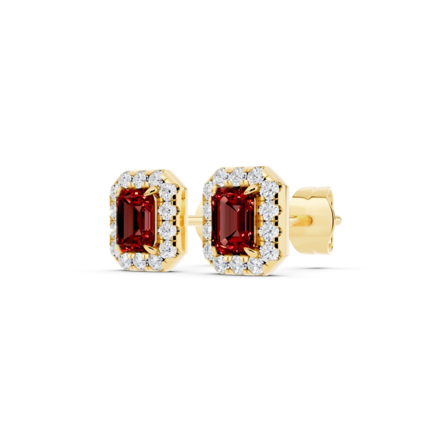 Birthstone Halo Stud Earrings, January birthstone, 14K gold