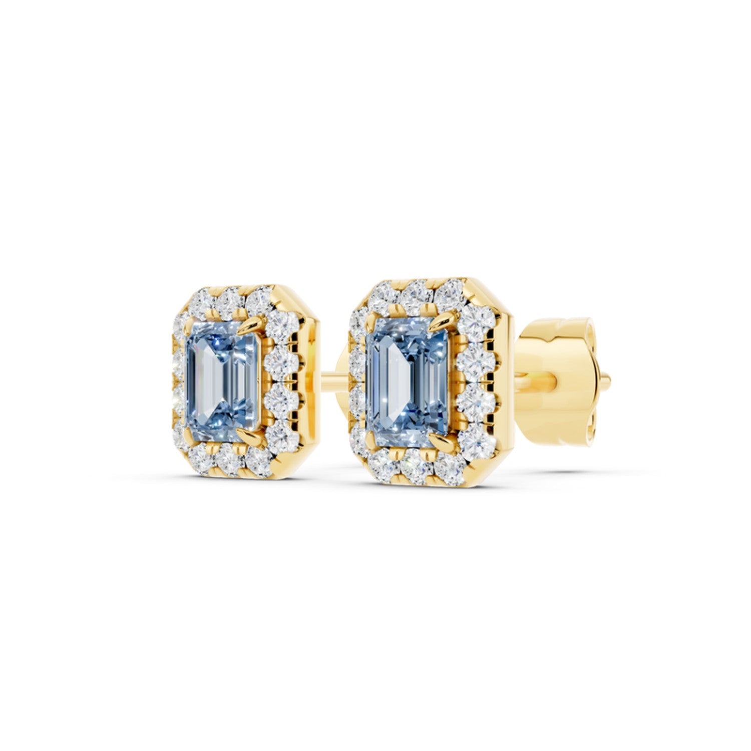 Birthstone Halo Stud Earrings, June birthstone, 14K gold
