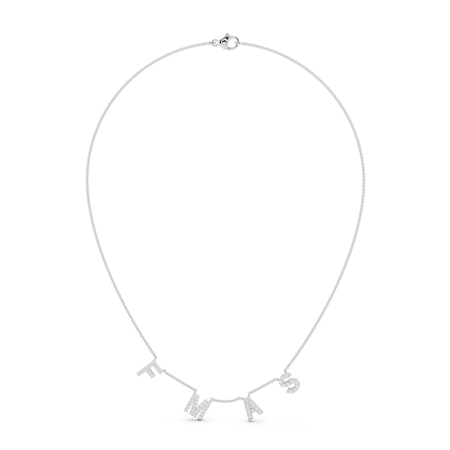 Custom Initials Station Necklace in 14K white gold