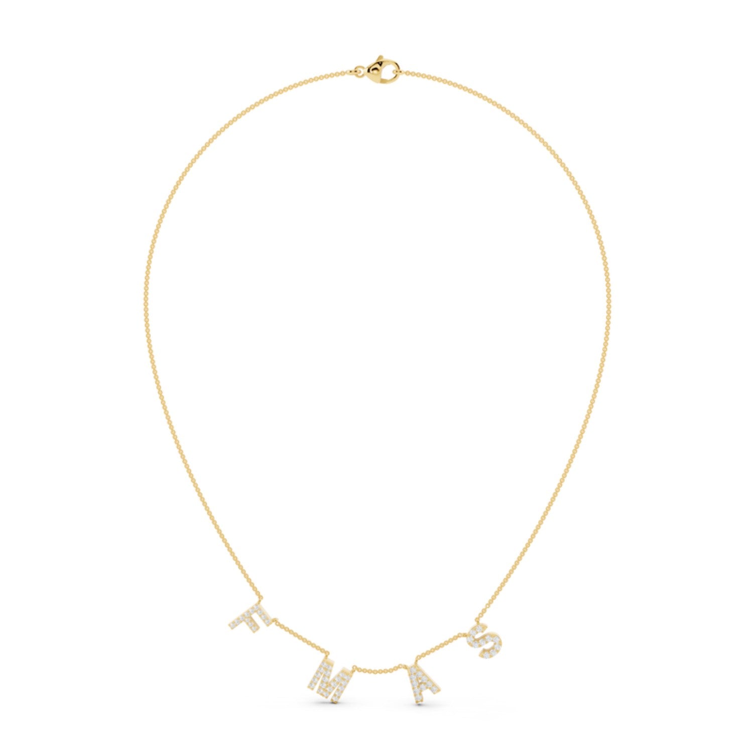 Custom Initials Station Necklace in 14K yellow gold by Seema Fine Jewelry