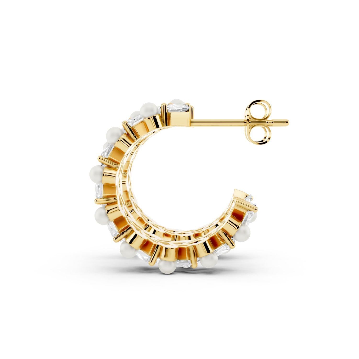 Diamond and Pearl Mosaic Hoops