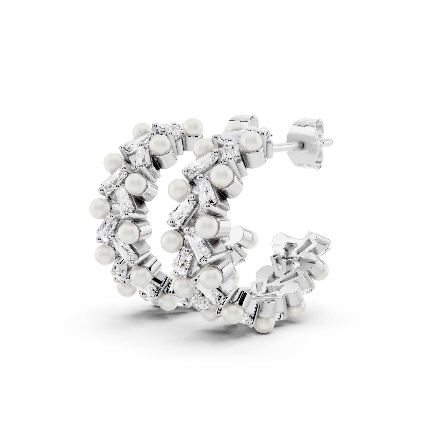 Diamond and Pearl Mosaic Hoops