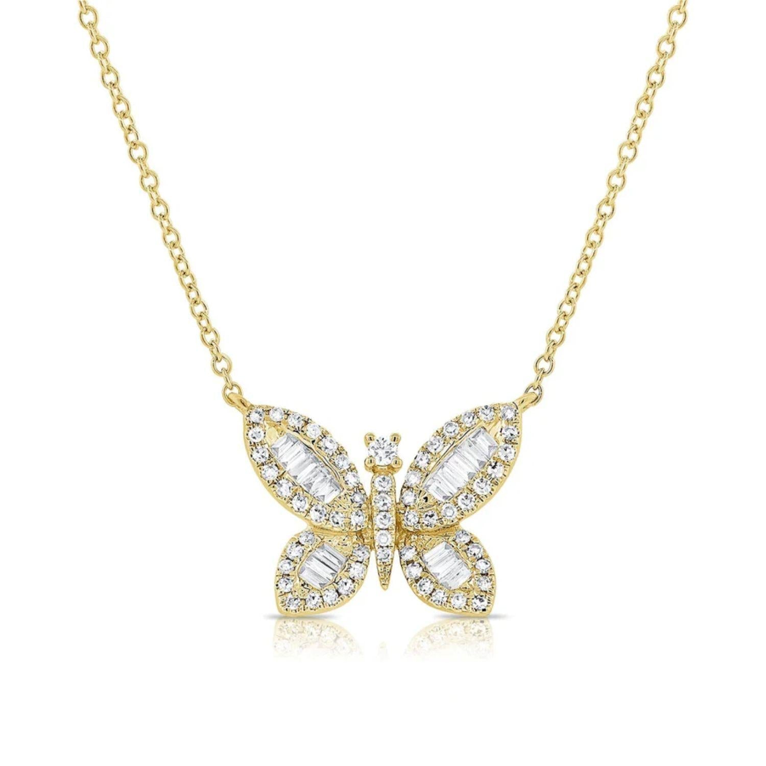 Diamond Baguette Butterfly Necklace
