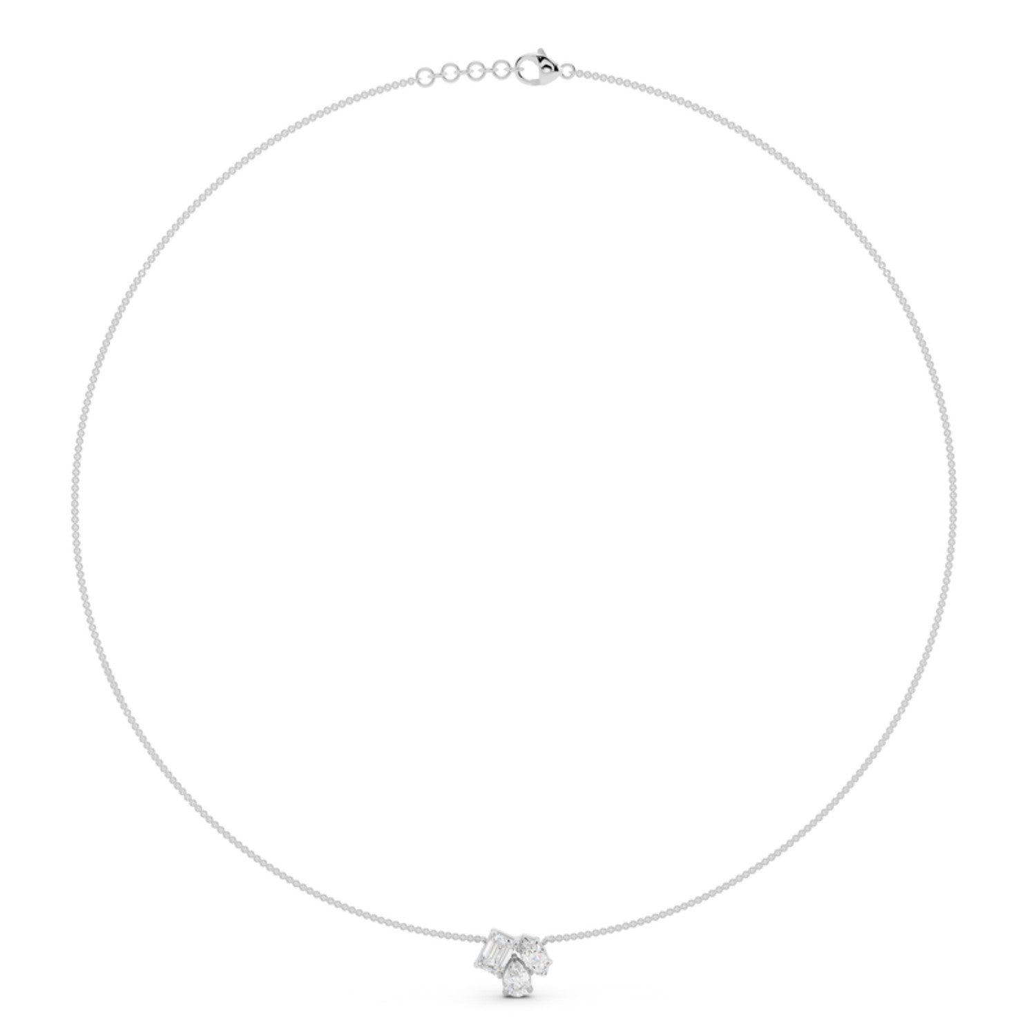 Diamond Cluster Pendant Necklace in 14K white gold