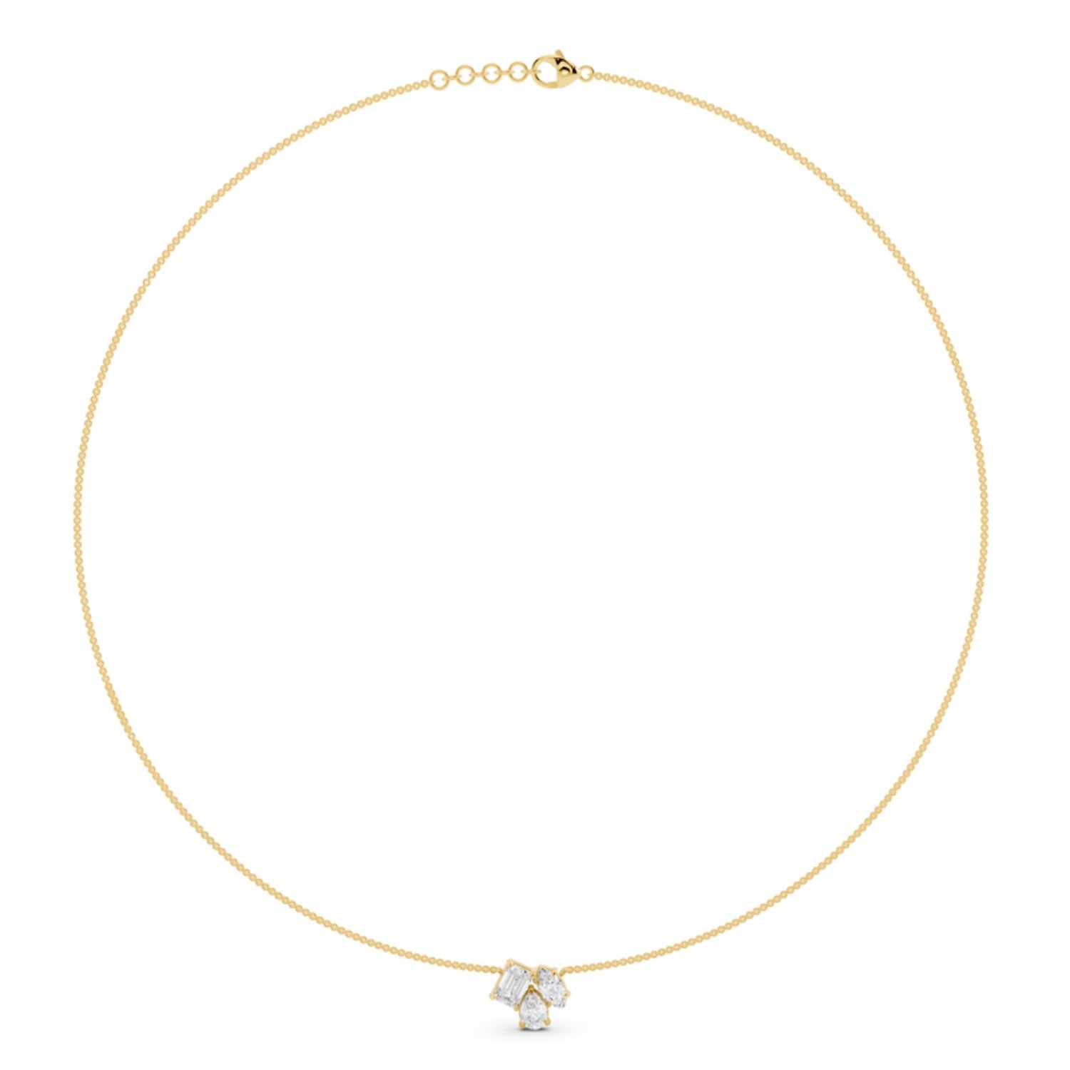 Diamond Cluster Pendant Necklace in 14K yellow gold by Seema Fine Jewelry