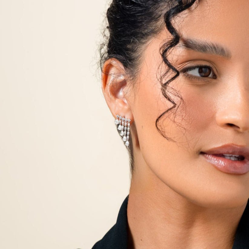 Diamond Drip Climber Earrings