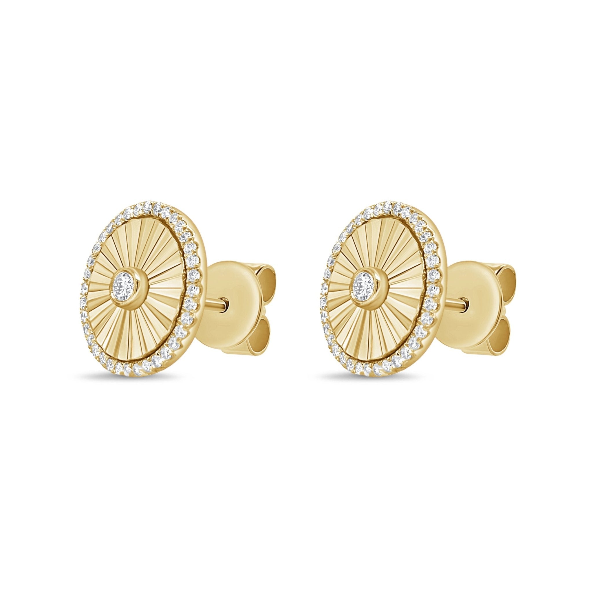 Diamond Fluted Disc Earrings