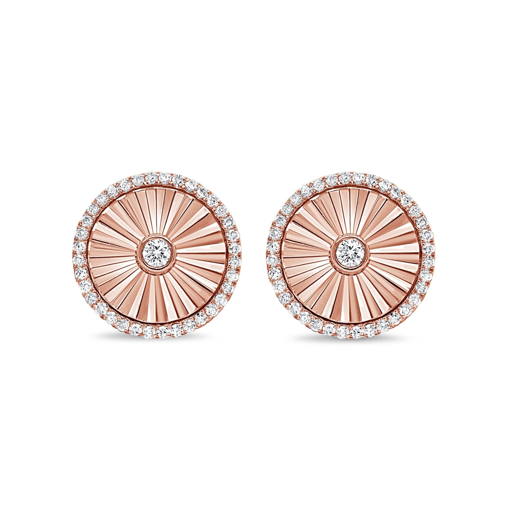 Diamond Fluted Disc Earrings