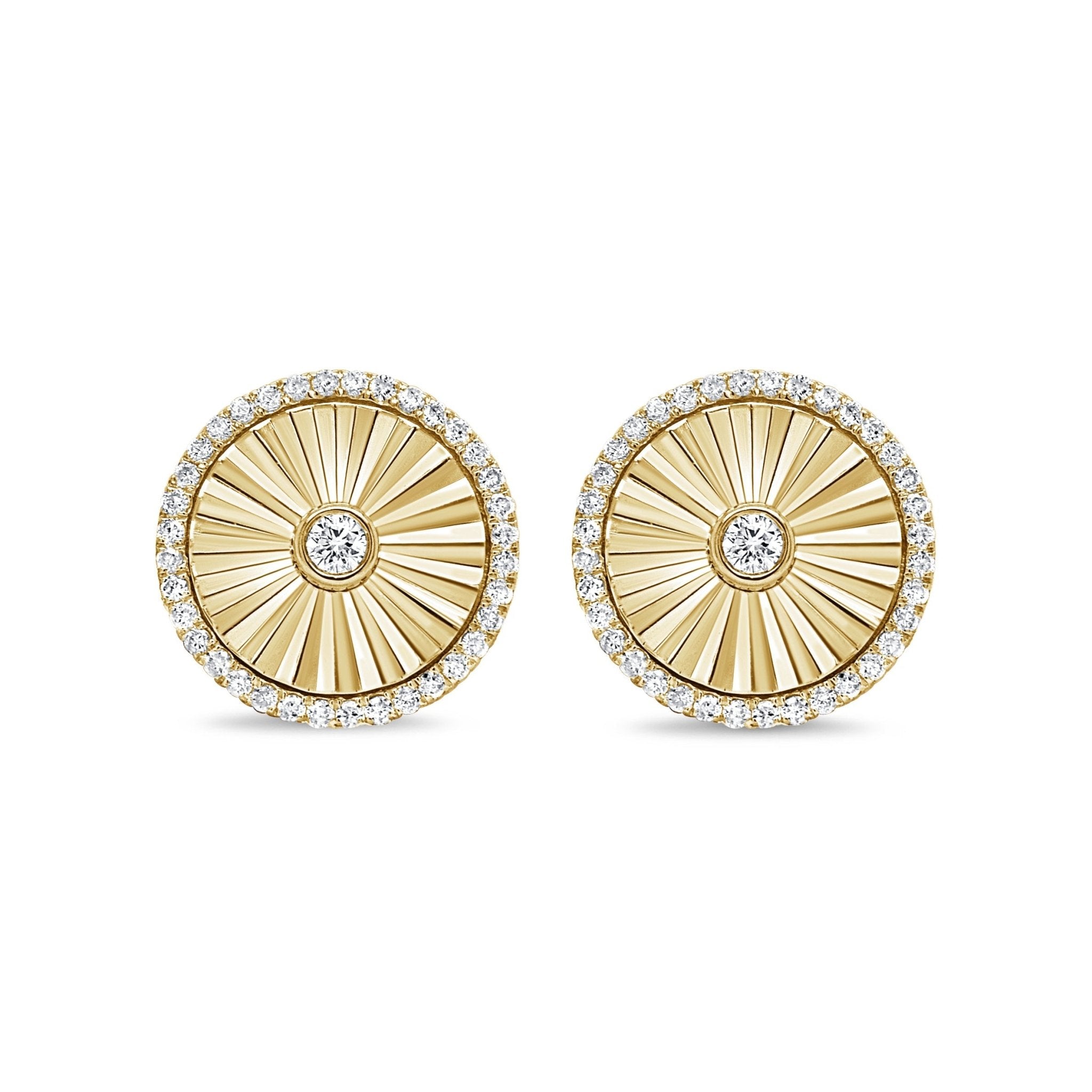Diamond Fluted Disc Earrings