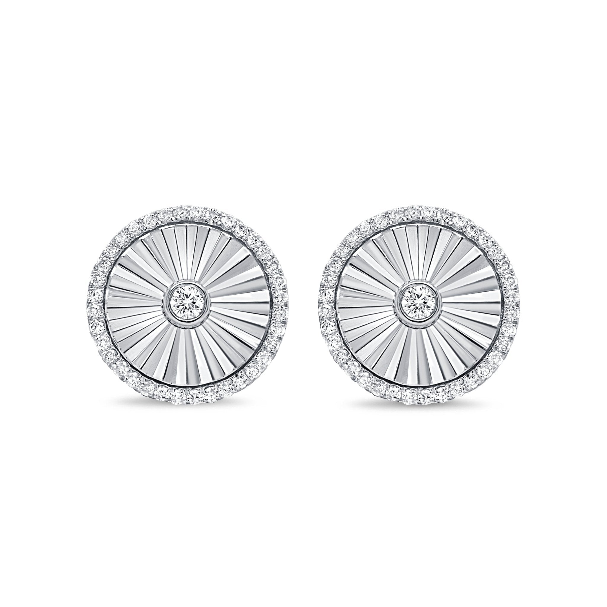 Diamond Fluted Disc Earrings