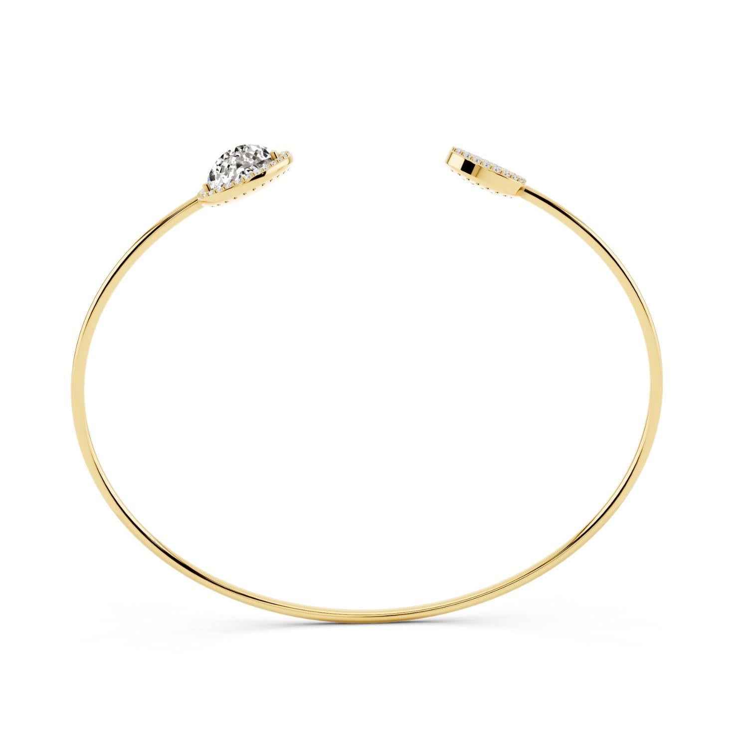 Diamond Halo Open Cuff Bangle
