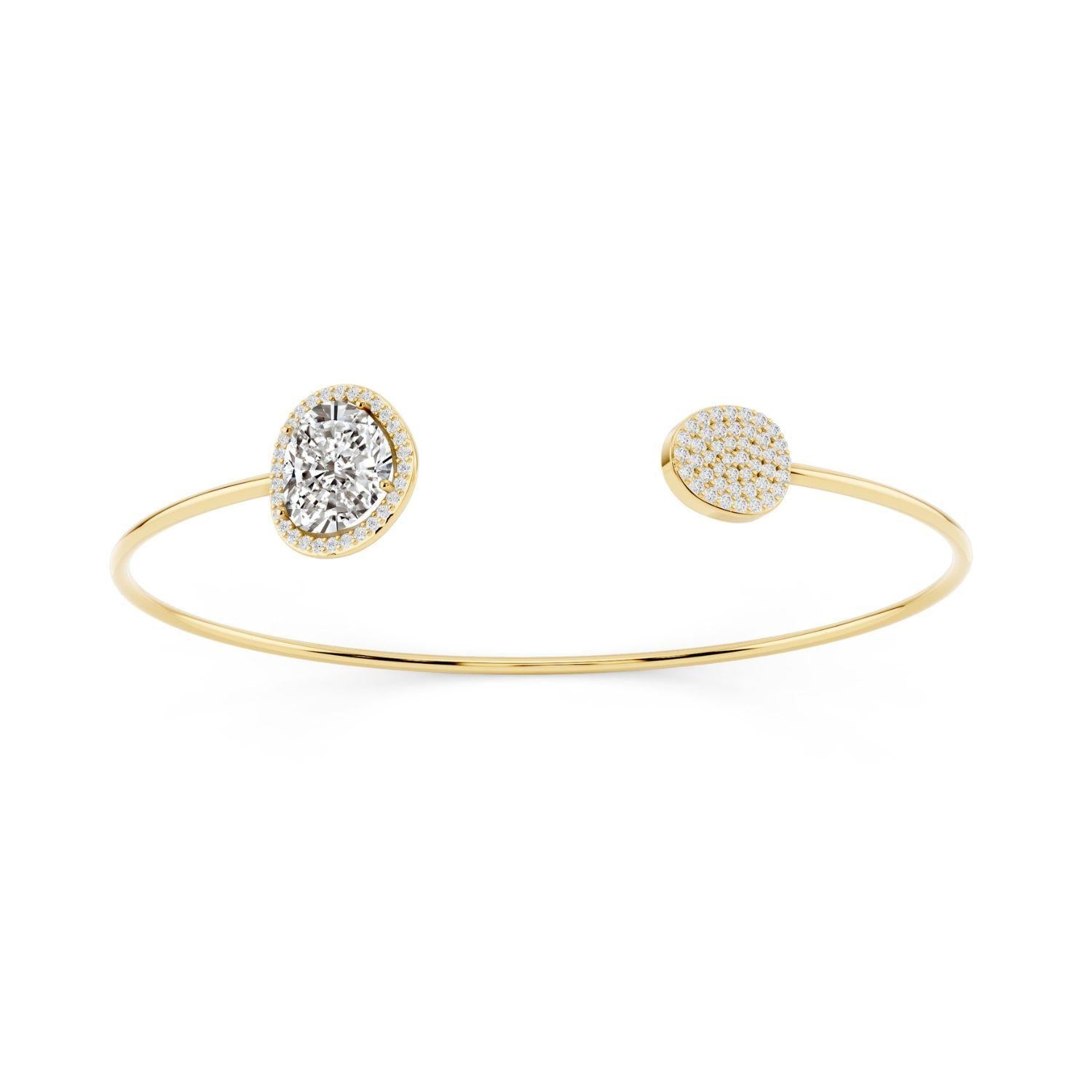 Diamond Halo Open Cuff Bangle