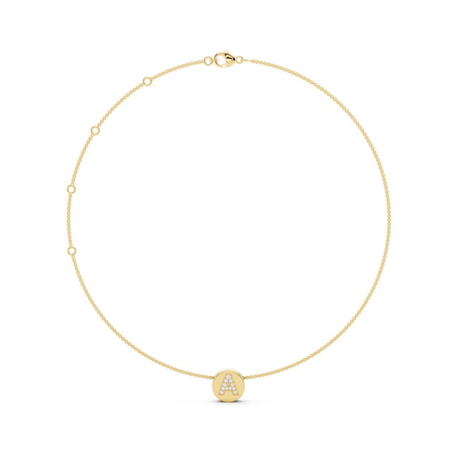 Diamond Initial Disc Necklace in 14K yellow gold by Seema Fine Jewelry